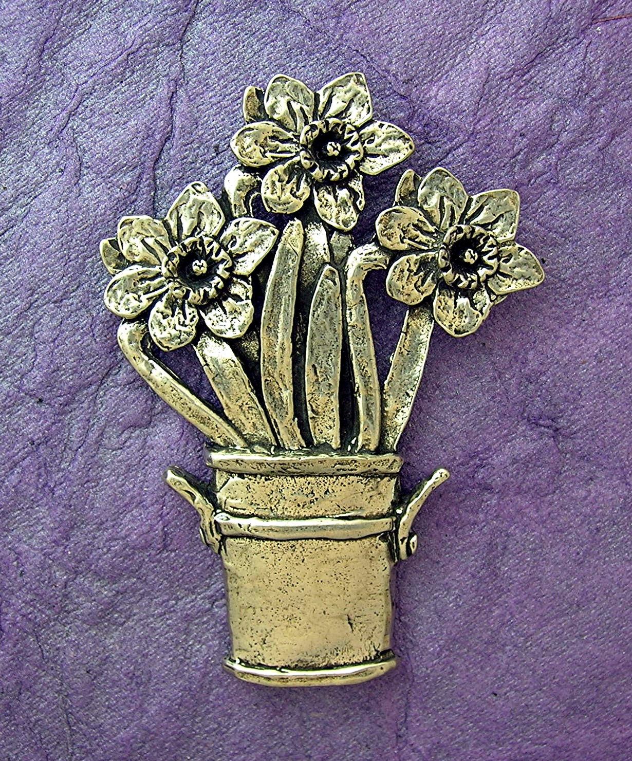Silver Pot Of Flowers Brooch SHERIDAN