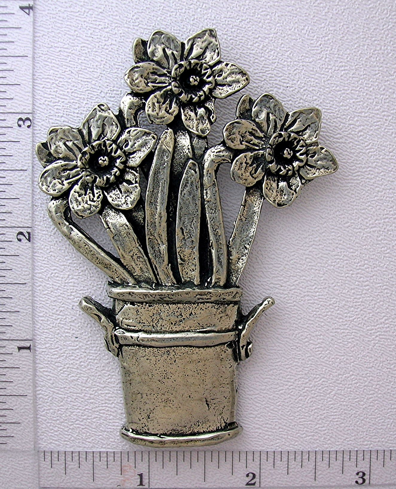 Silver Pot Of Flowers Brooch SHERIDAN