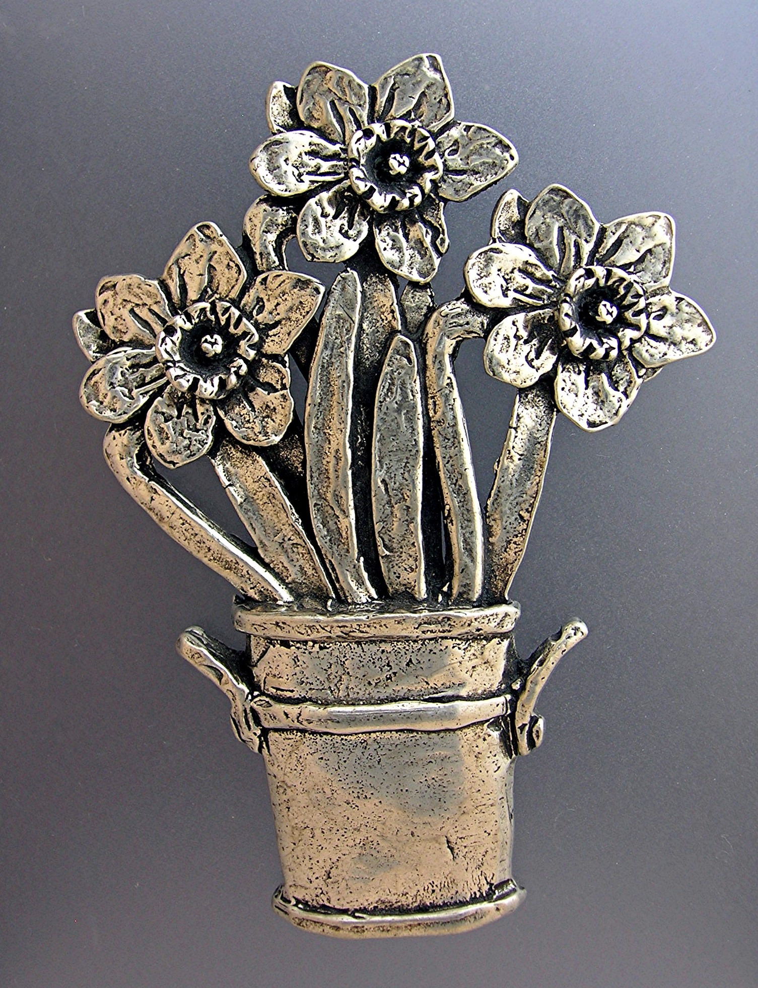 Silver Pot Of Flowers Brooch SHERIDAN