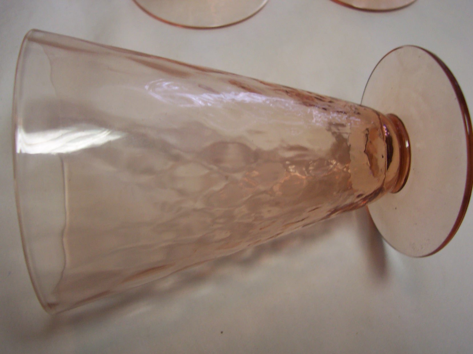 Pink Depression Footed Glass Optic pattern