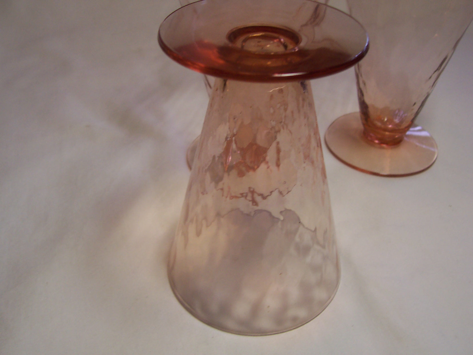 Pink Depression Footed Glass Optic pattern