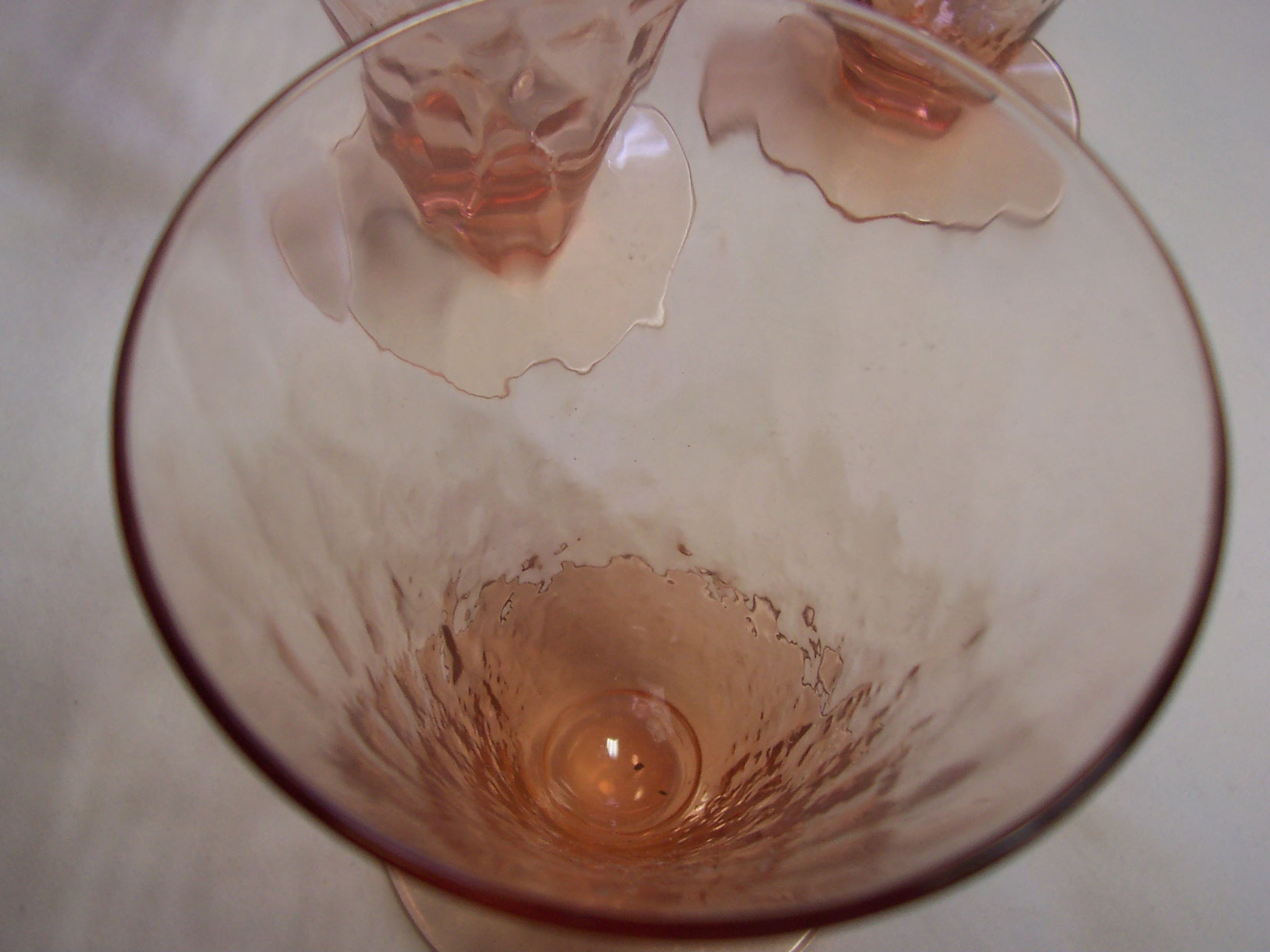 Pink Depression Footed Glass Optic pattern