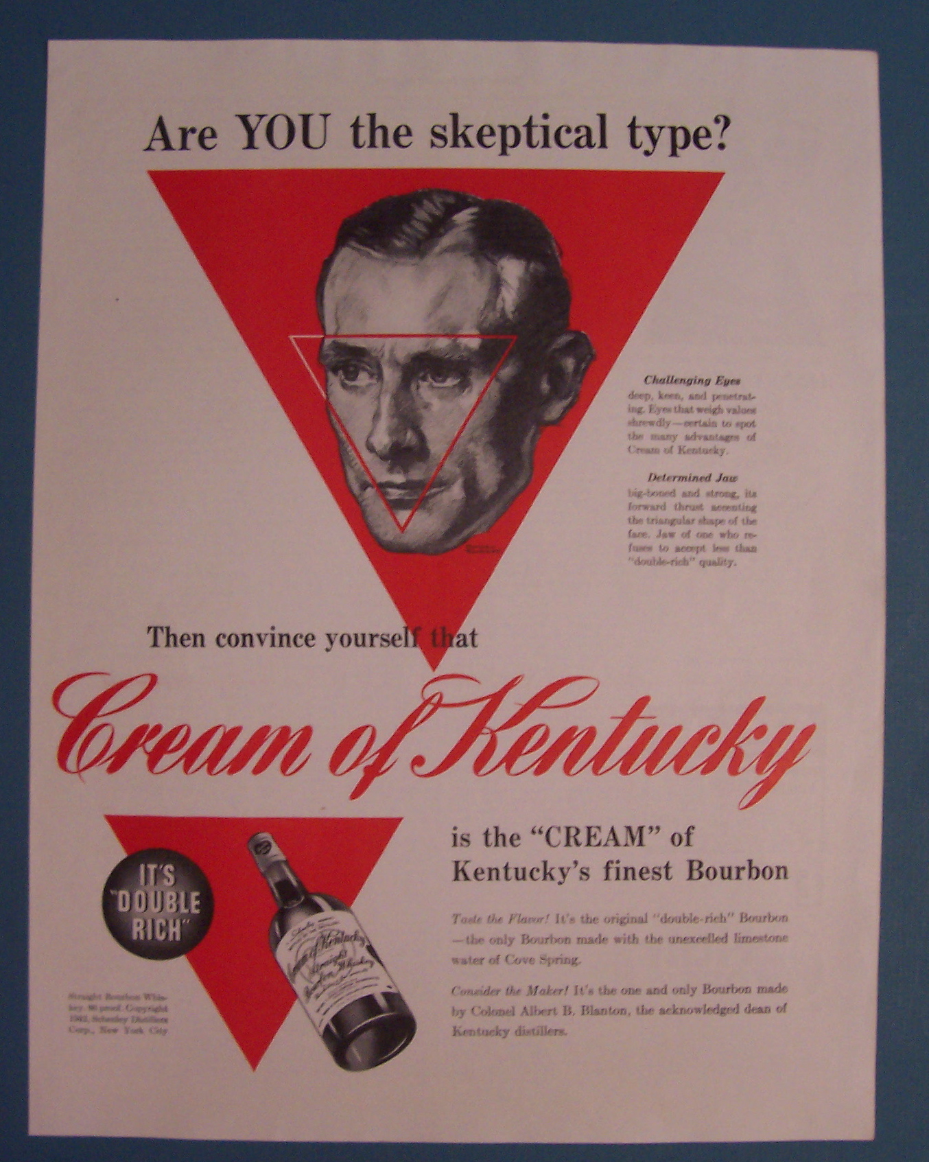 1942 Cream of Kentucky w/ Man's Face by Norman Rockwell