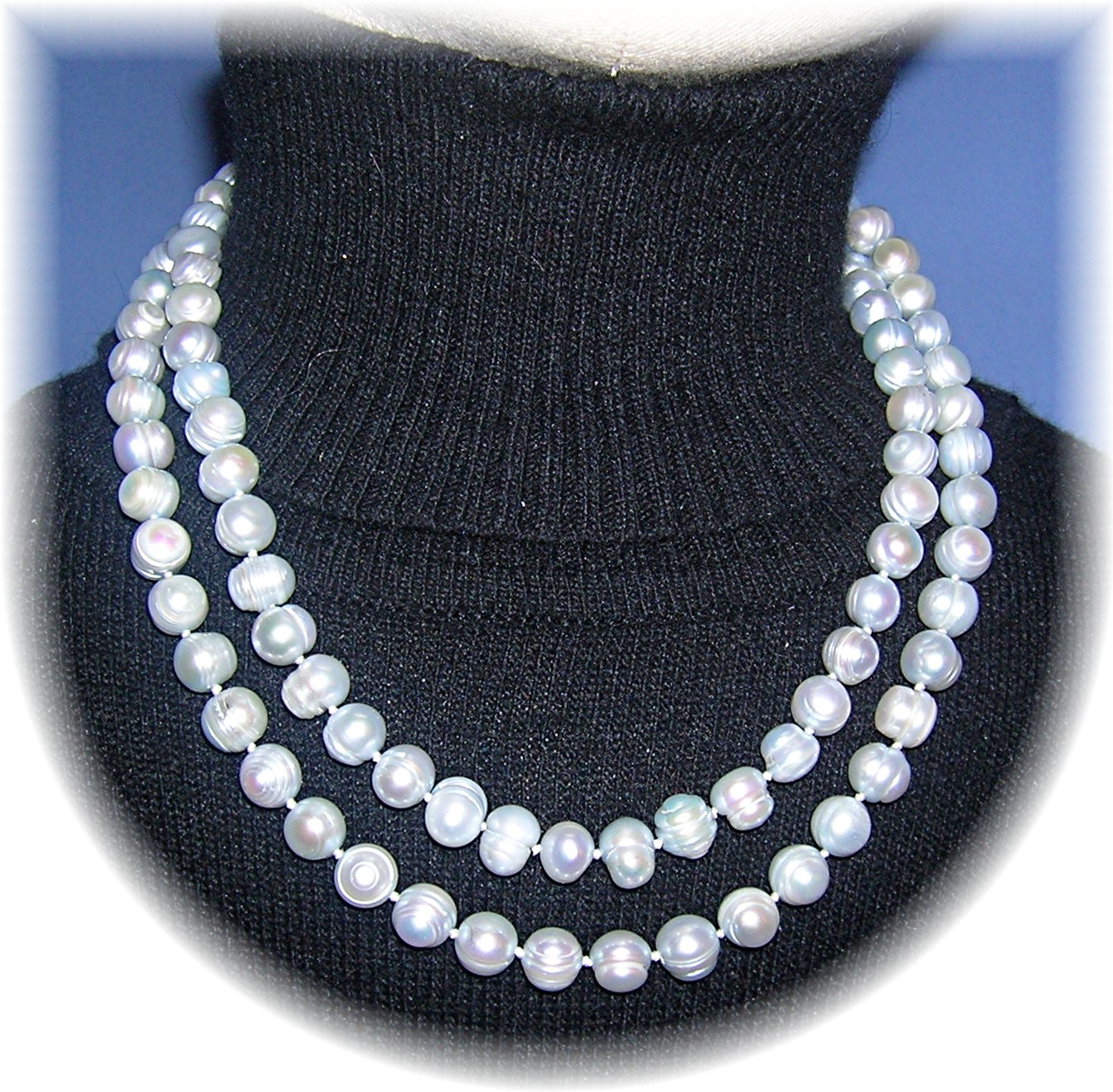 34 Inch 8mm BLUE Freshwater Pearl Necklace