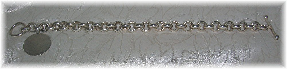 Bracelet Sterling Silver Toggle Clasp Italy Signed Han