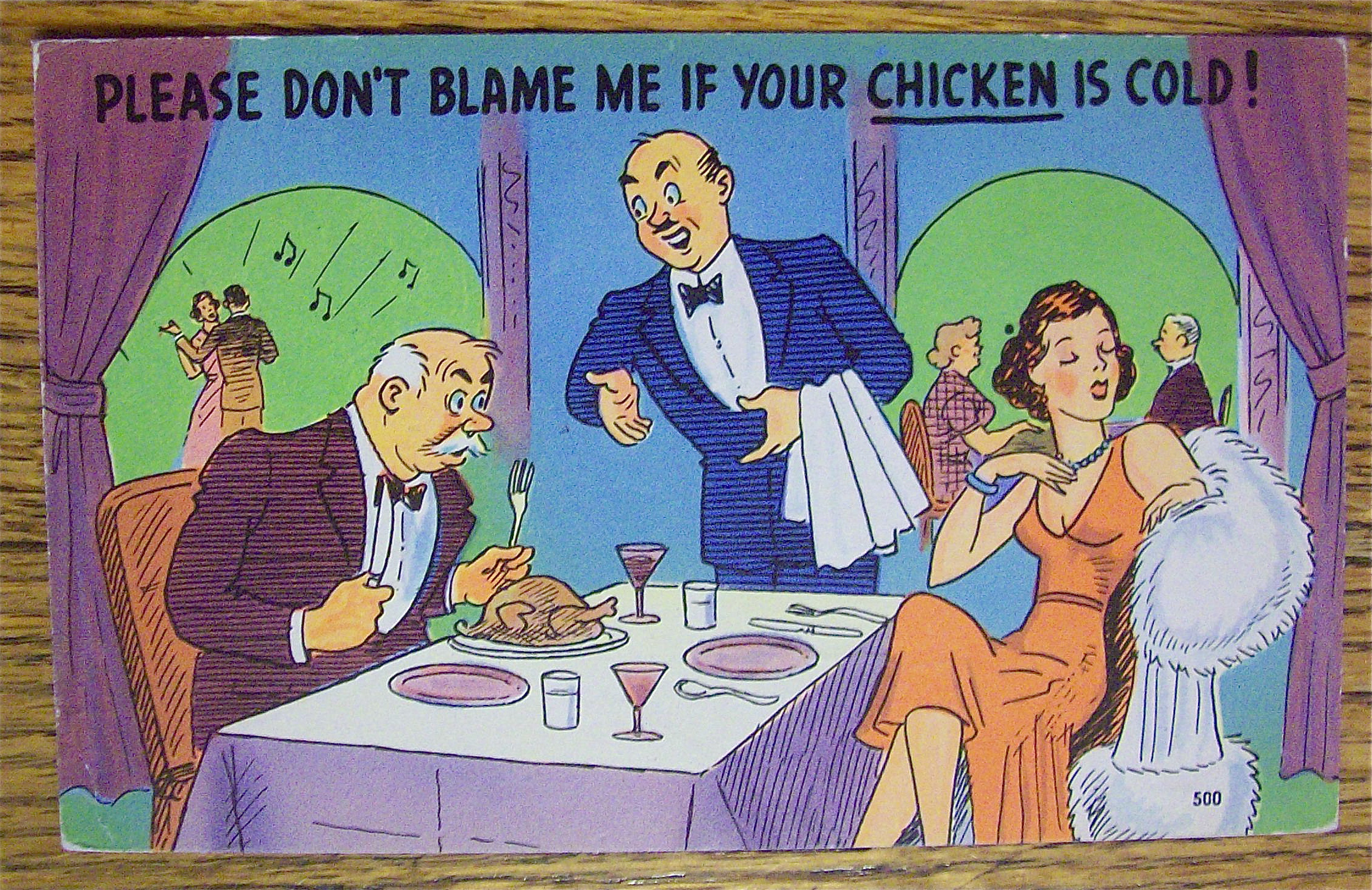 Man And Woman At Restaurant Postcard
