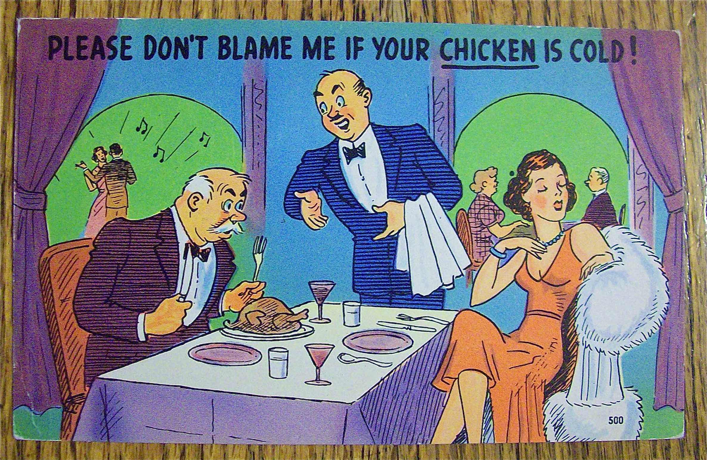 Man And Woman At Restaurant Postcard