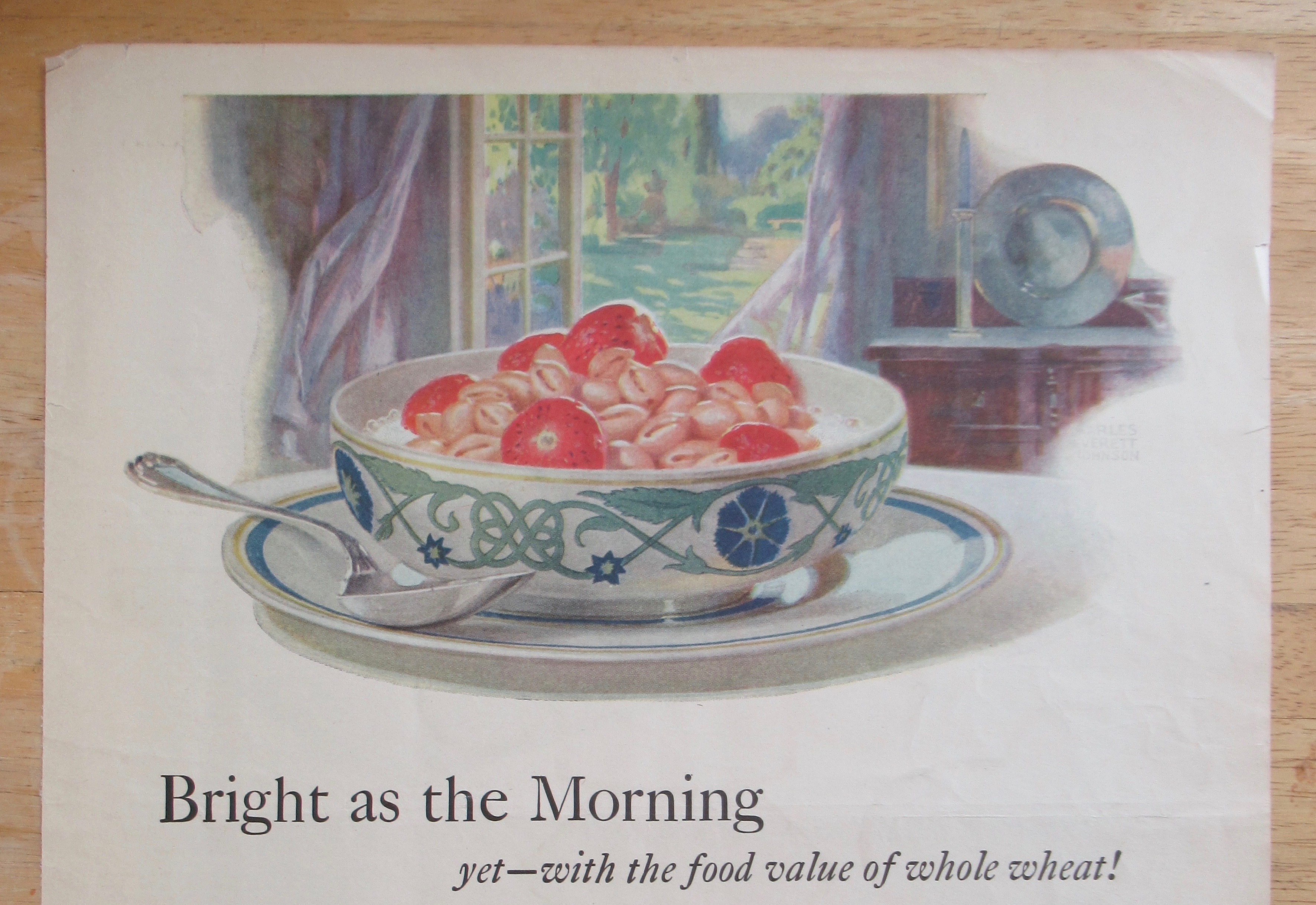 1924 Quaker Puffed Wheat with Bowl Of Cereal