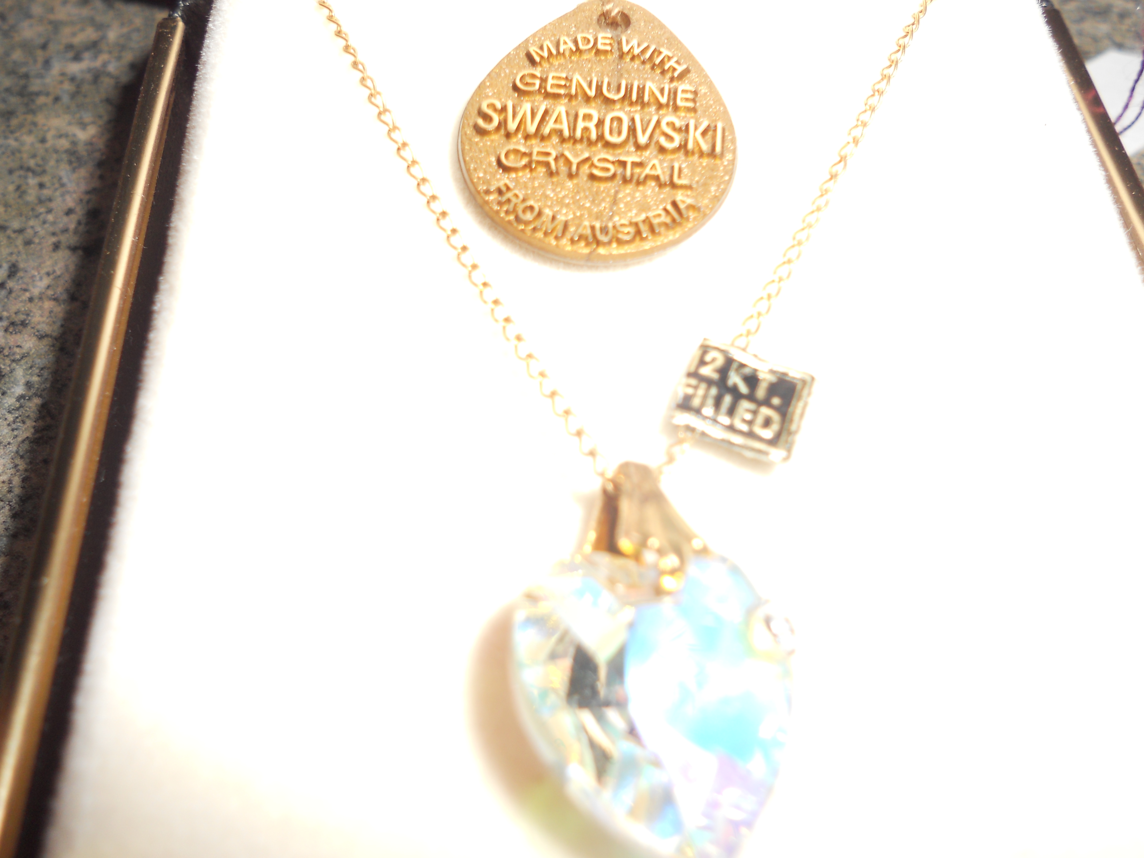 Swarovski Crystal Heart Necklace Gold Chain