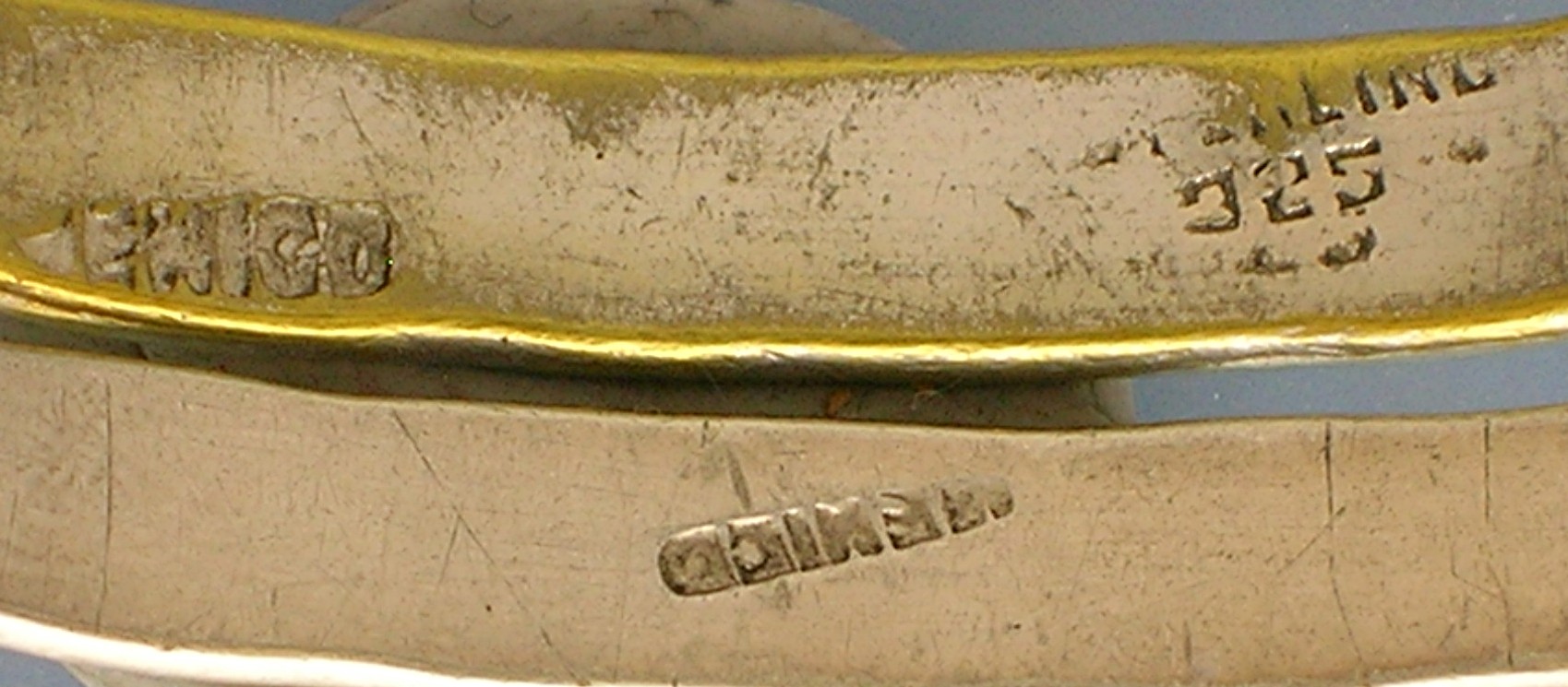 Silver Mexican Bangle Bracelets Two