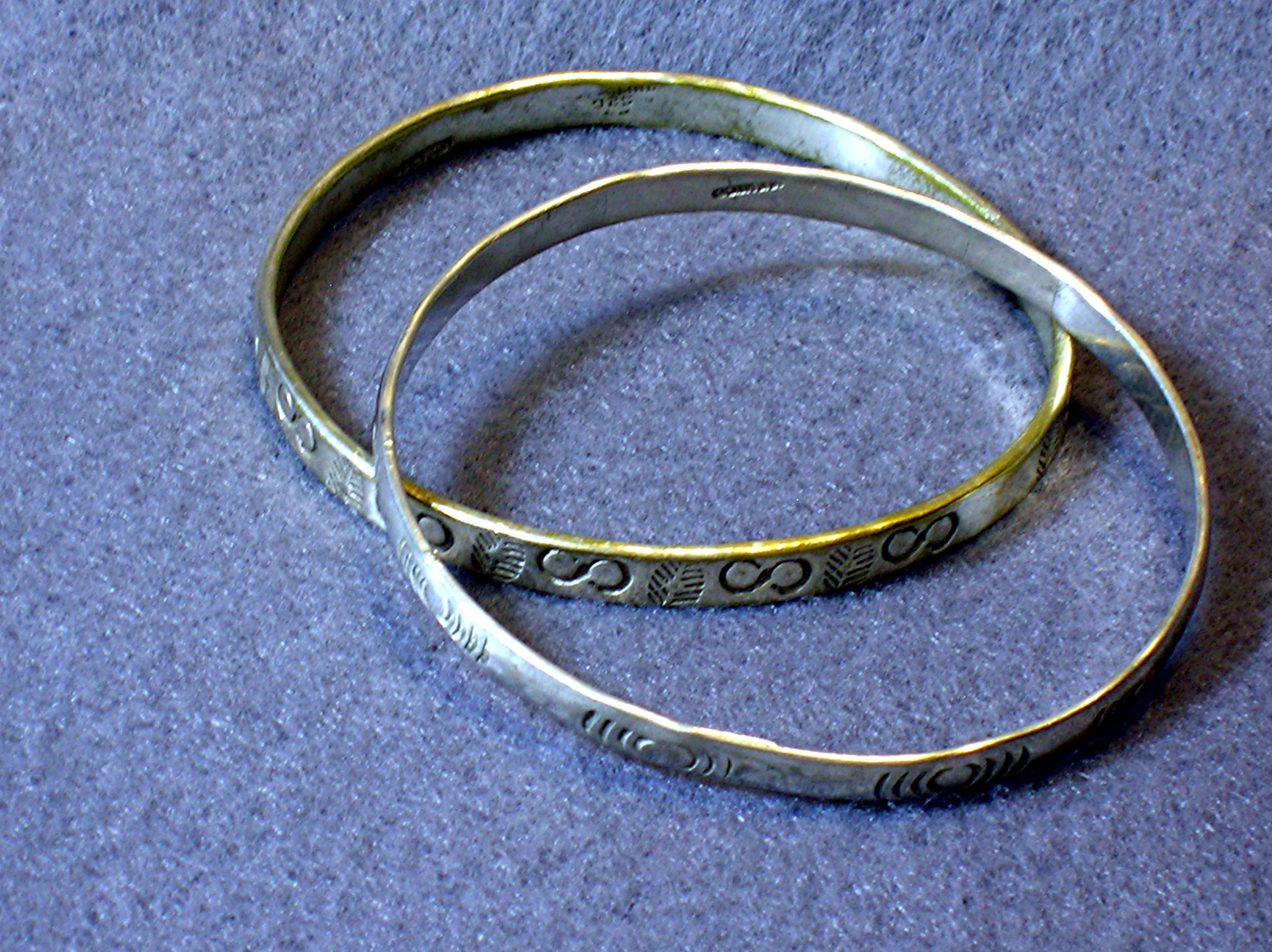Silver Mexican Bangle Bracelets Two