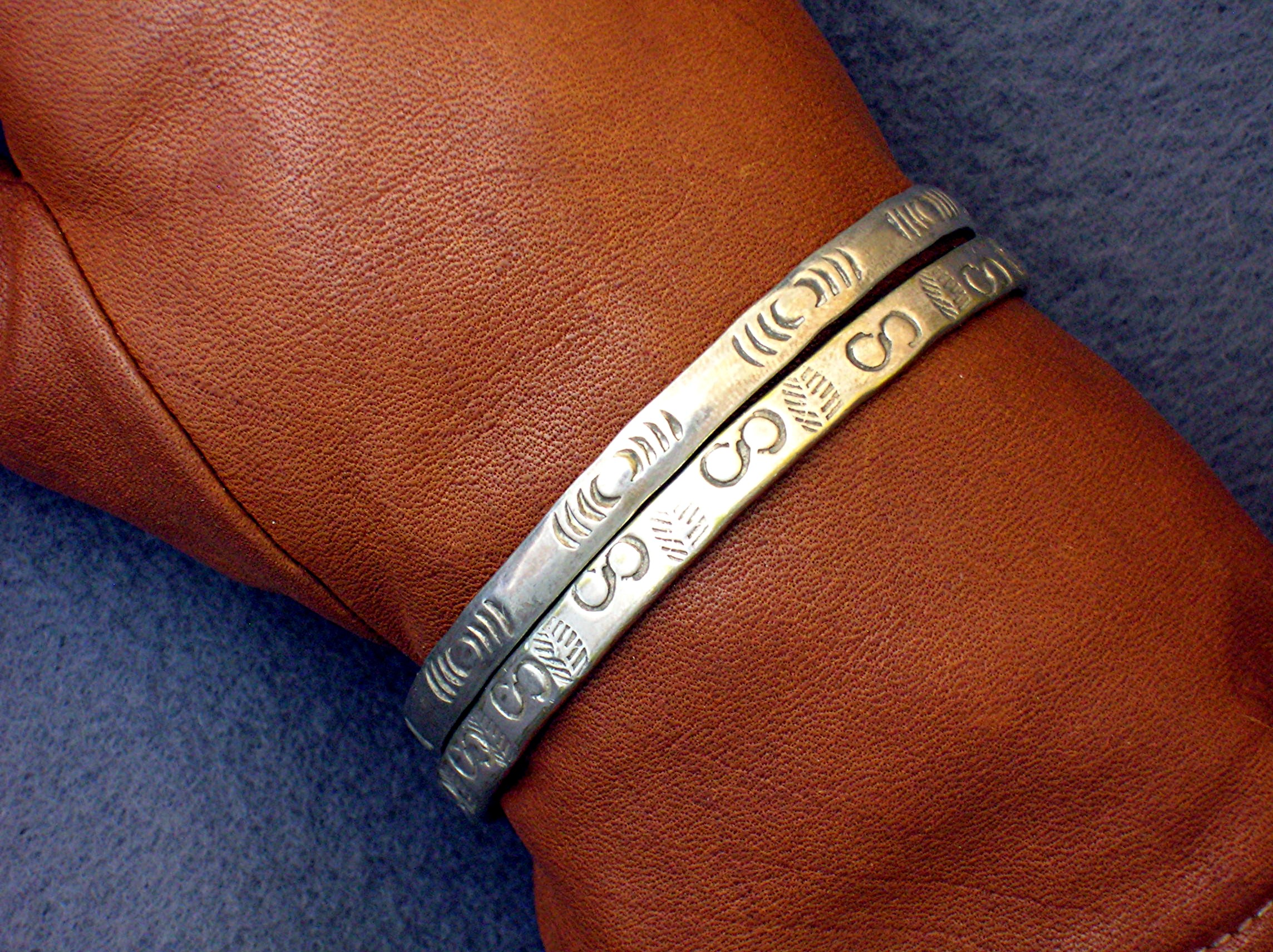 Silver Mexican Bangle Bracelets Two