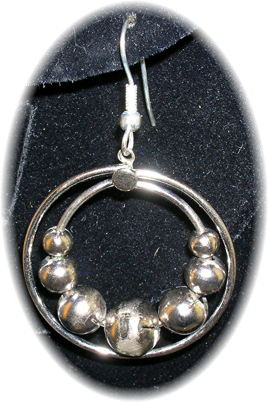 Silver Dangle Earrings Moving Ball Loops