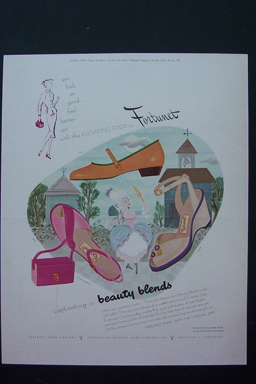 1952 Fortunet Shoe Magazine Proof w/Colonial Woman