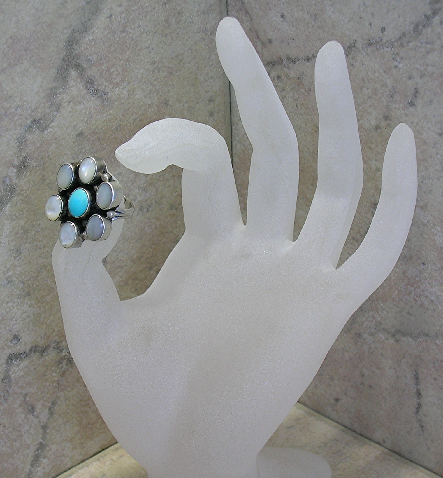 Native American Sterling Silver Turquoise Moonstone Rin