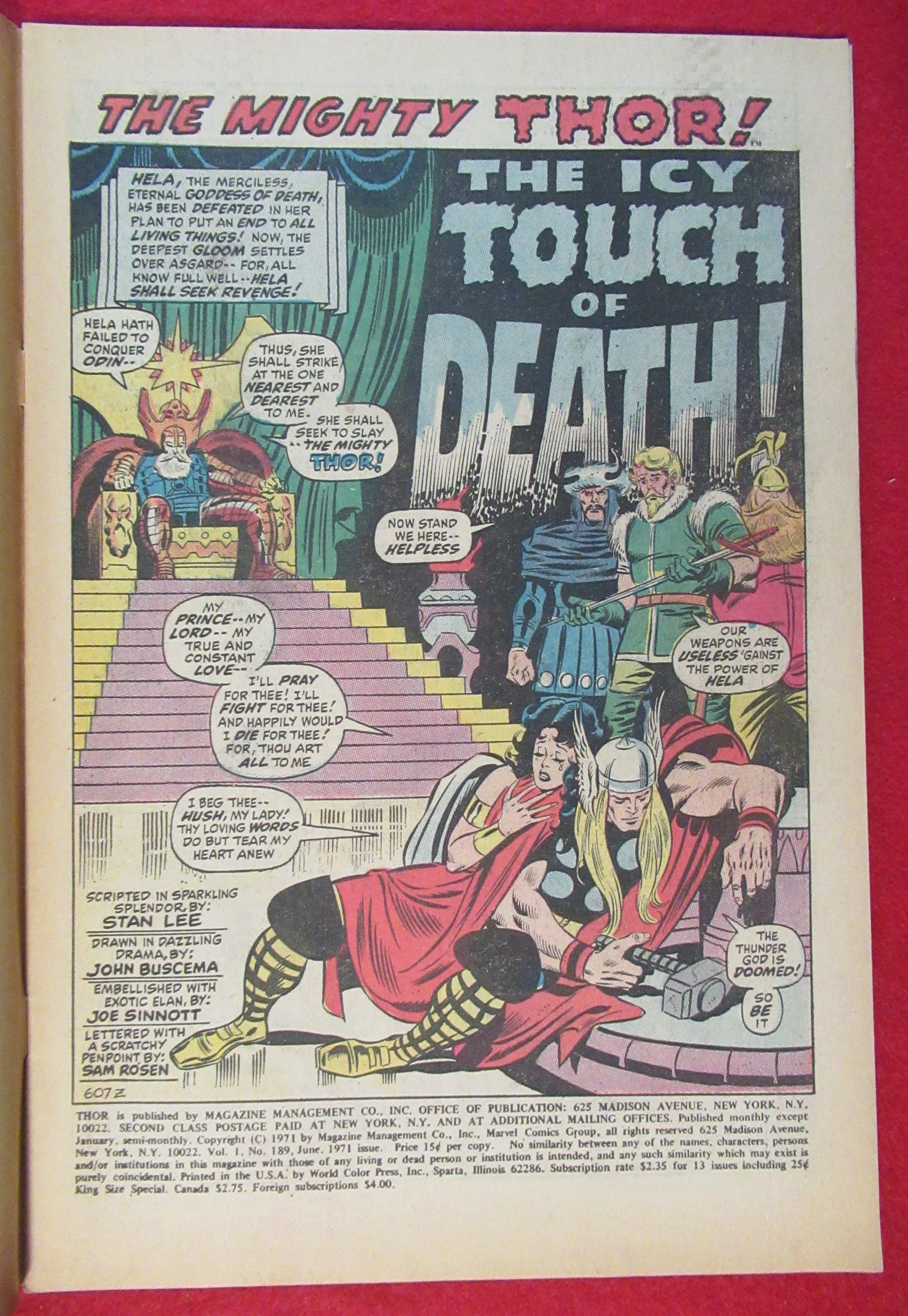 Mighty Thor Comic June 1971 Icy Touch Of Death
