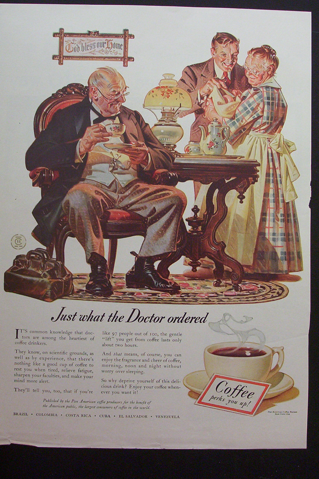1940 Coffee Ad w/ Doctor Having Coffee by Leyendecker