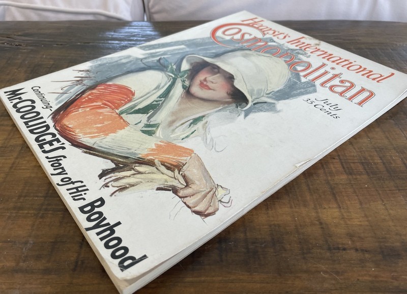 1929 Vintage Cosmopolitan Magazine Harrison Fisher Cover Art Deco Lady, Color Ads