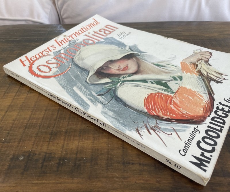 1929 Vintage Cosmopolitan Magazine Harrison Fisher Cover Art Deco Lady, Color Ads
