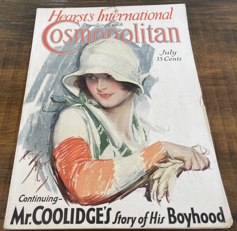 1929 Vintage Cosmopolitan Magazine Harrison Fisher Cover Art Deco Lady, Color Ads