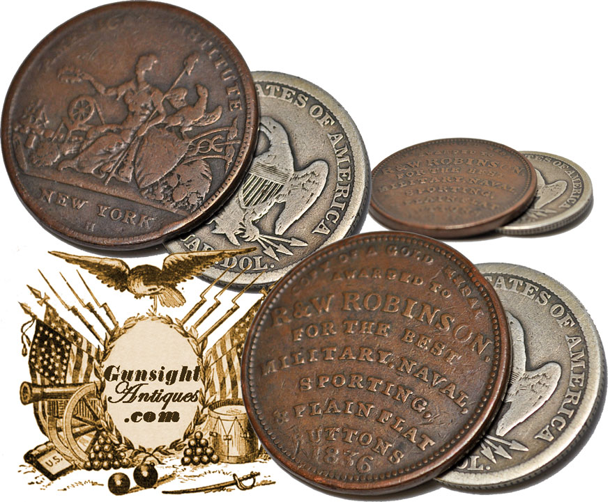 1836 R. & W. Robinson / Military Button – TRADE TOKEN