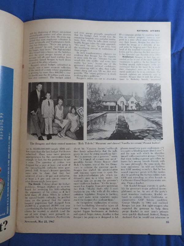 Newsweek Magazine May 22, 1967 Ronald Reagan: Rising Star In The West?