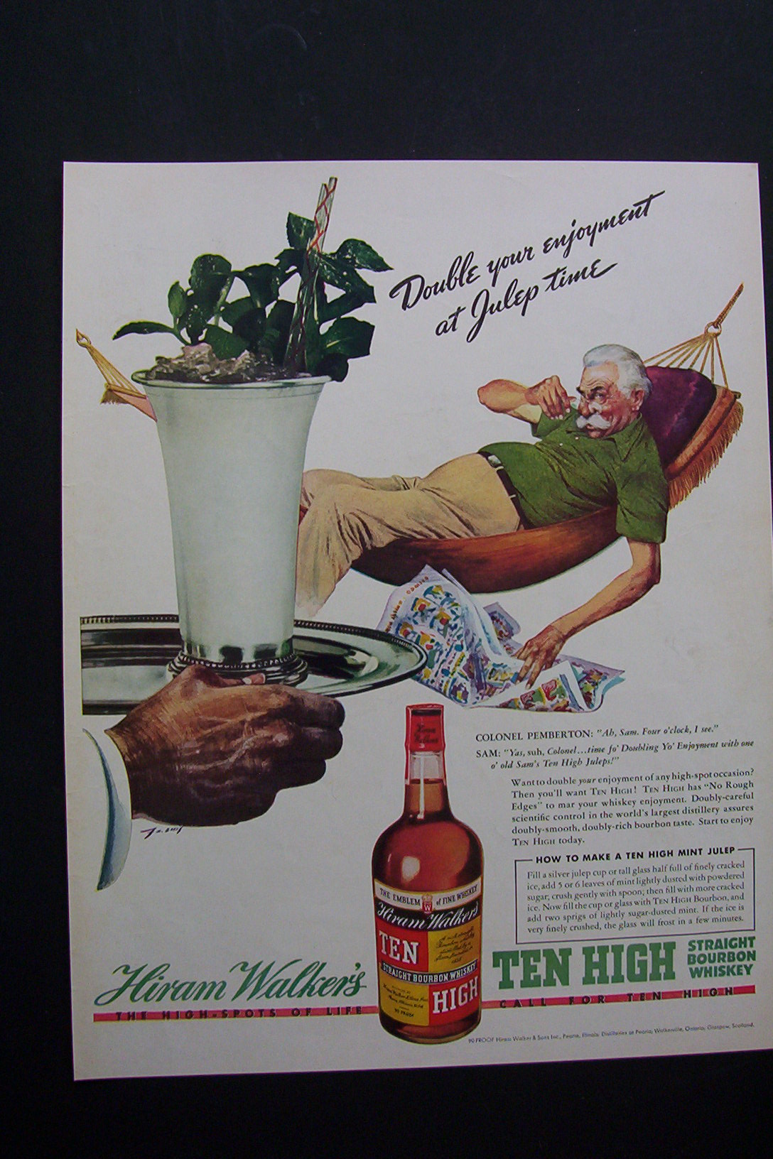 1938  Hiram Walker's Ten High Whiskey