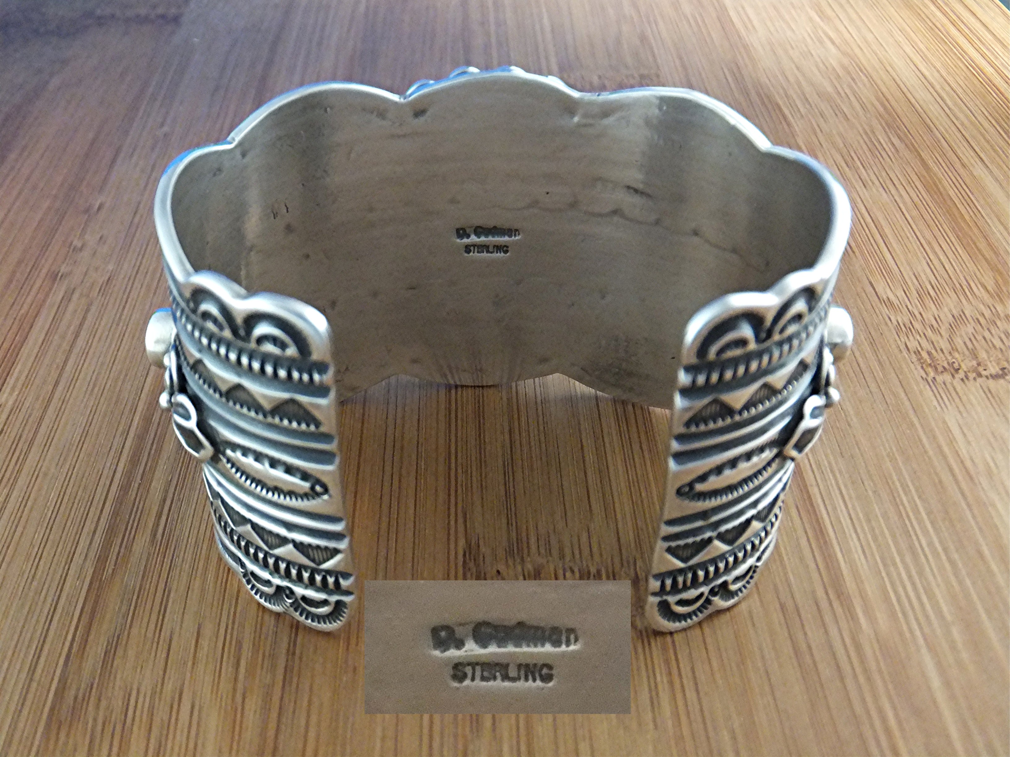 Darrel Cadman Sterling Silver Turquoise Coral Cuff Nava