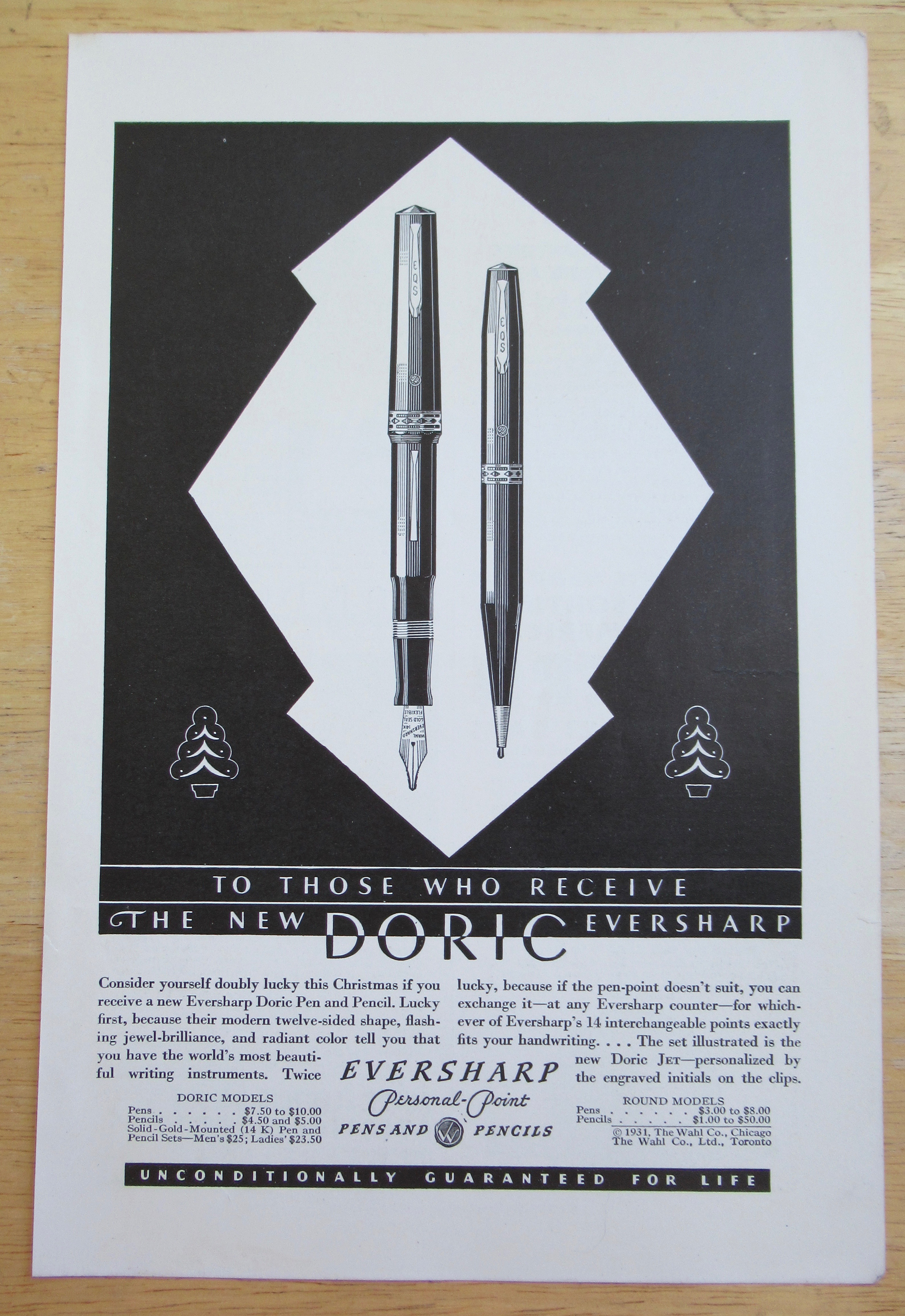 1931 Eversharp Pens & Pencils with the New Doric