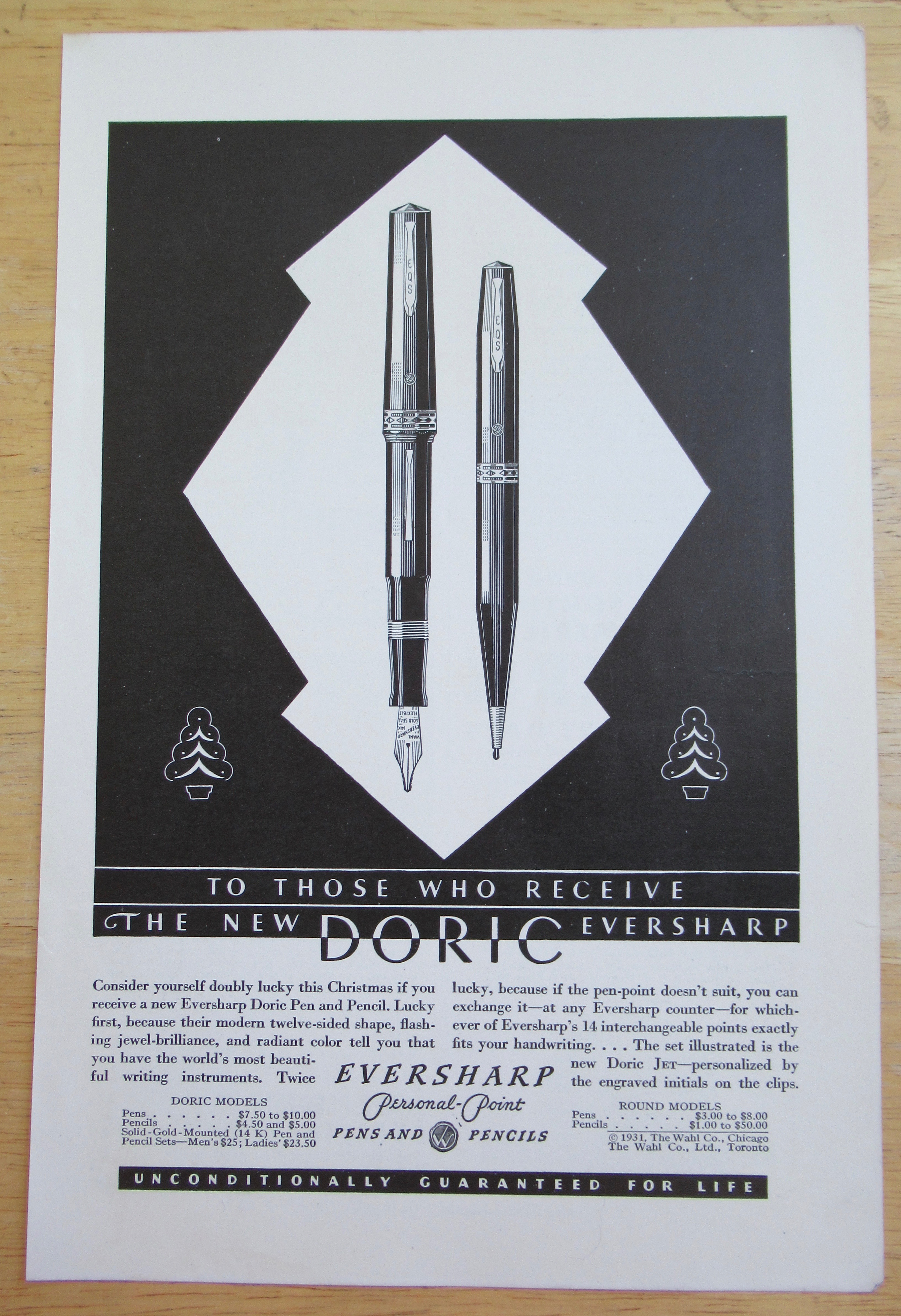 1931 Eversharp Pens & Pencils with the New Doric