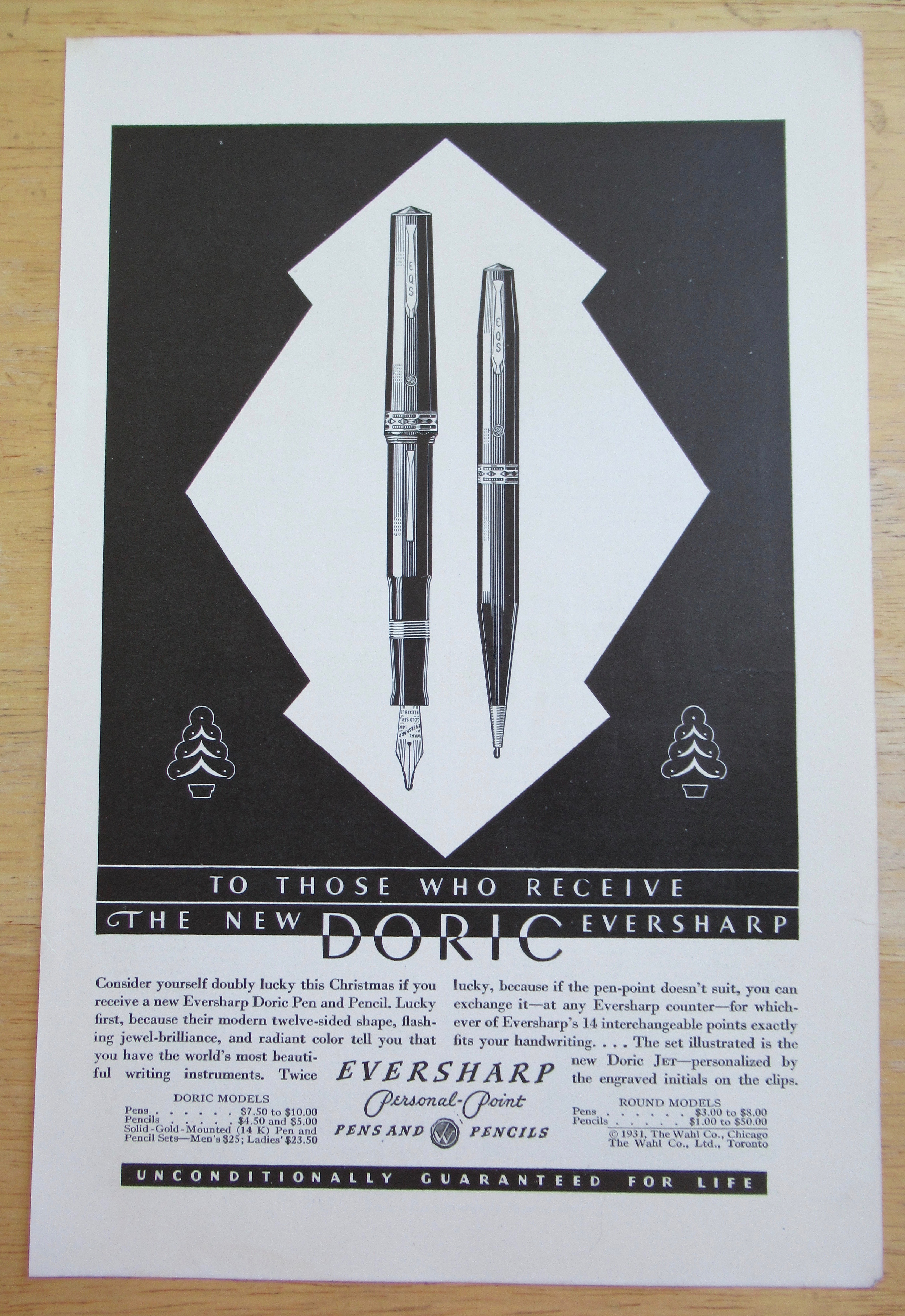 1931 Eversharp Pens & Pencils with the New Doric