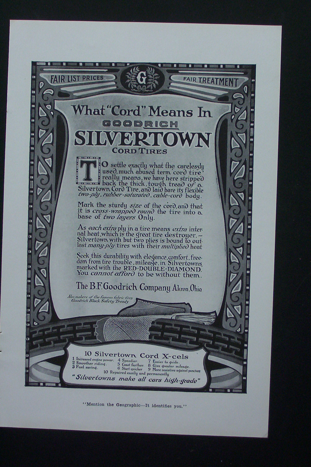 1917 Goodrich Silvertown Cord Tires with How Tire Looks