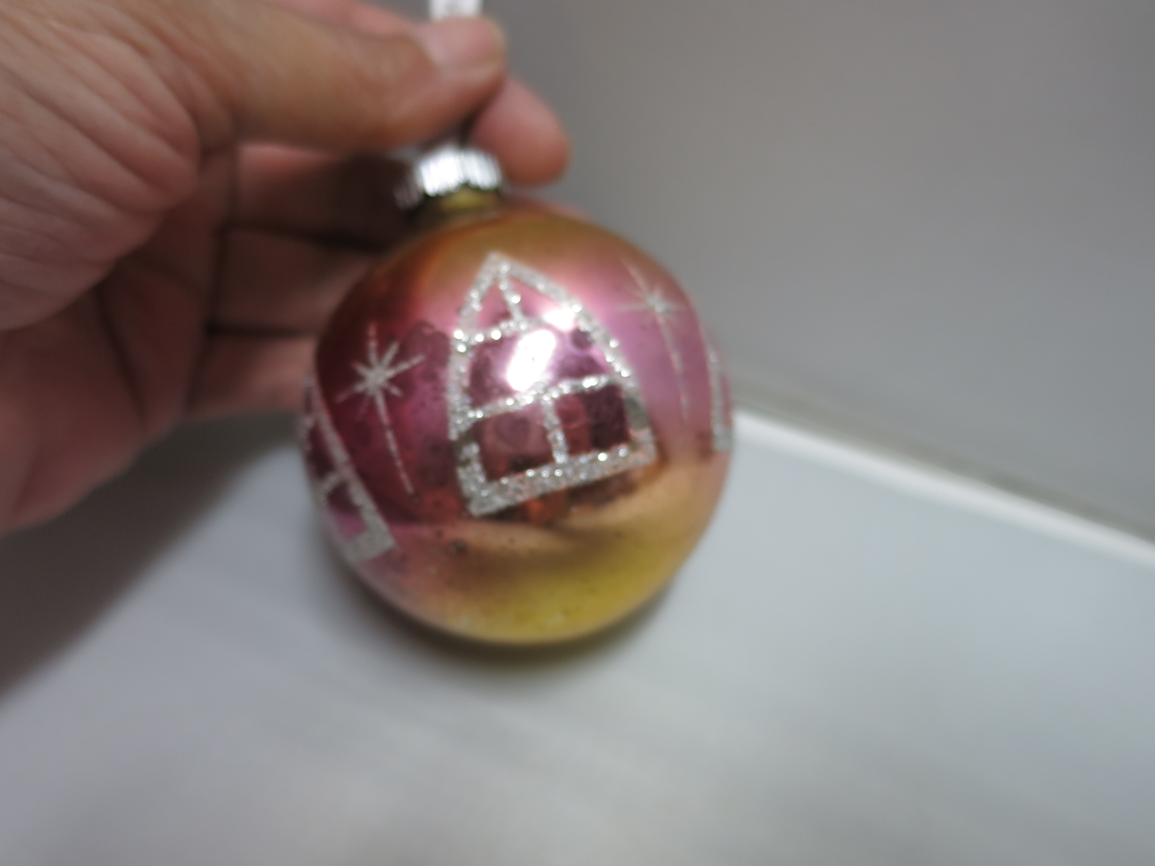 Vintage Mercury Glass Bulb Ornament Windows Stars Shiny Brite