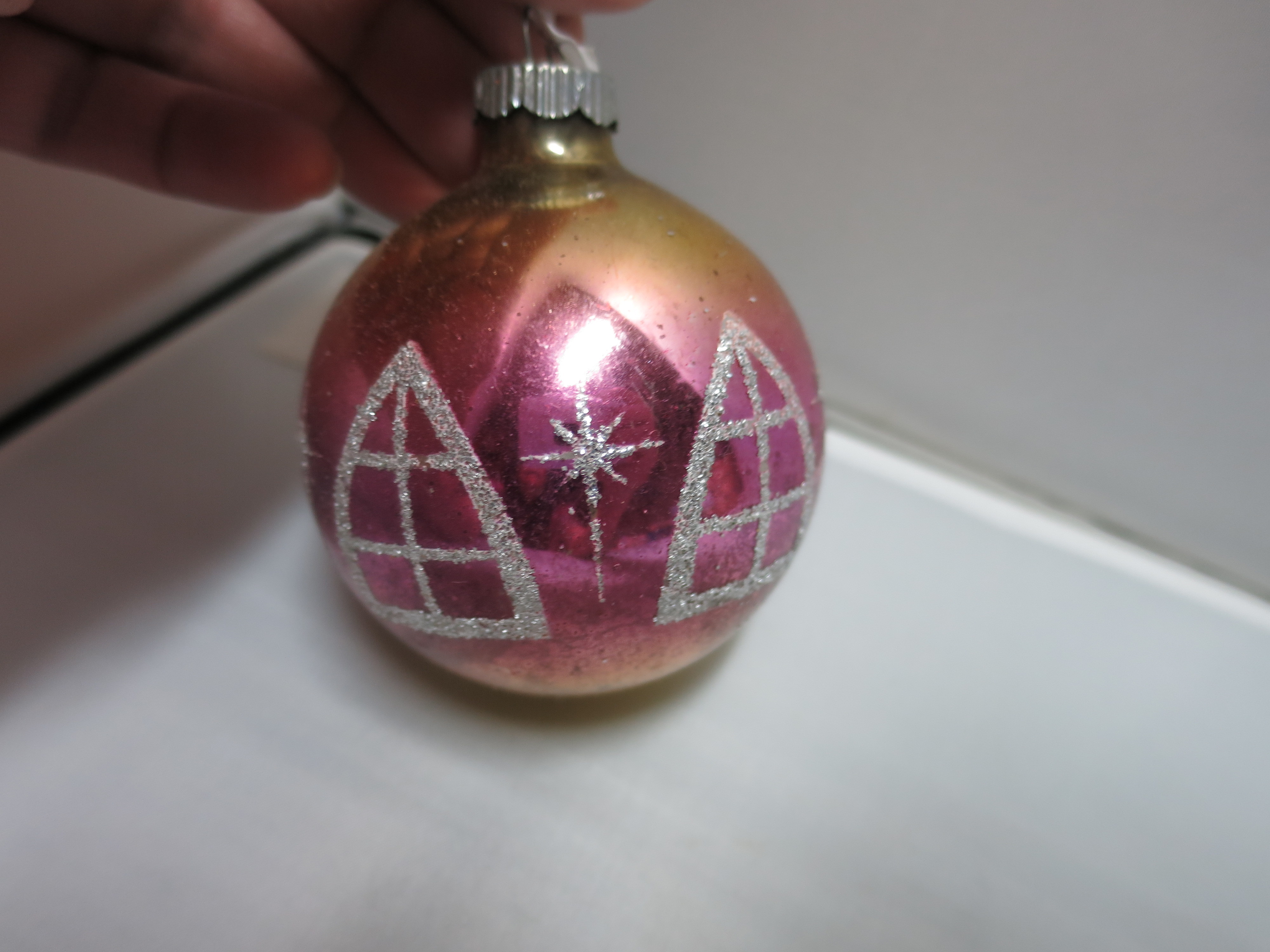 Vintage Mercury Glass Bulb Ornament Windows Stars Shiny Brite