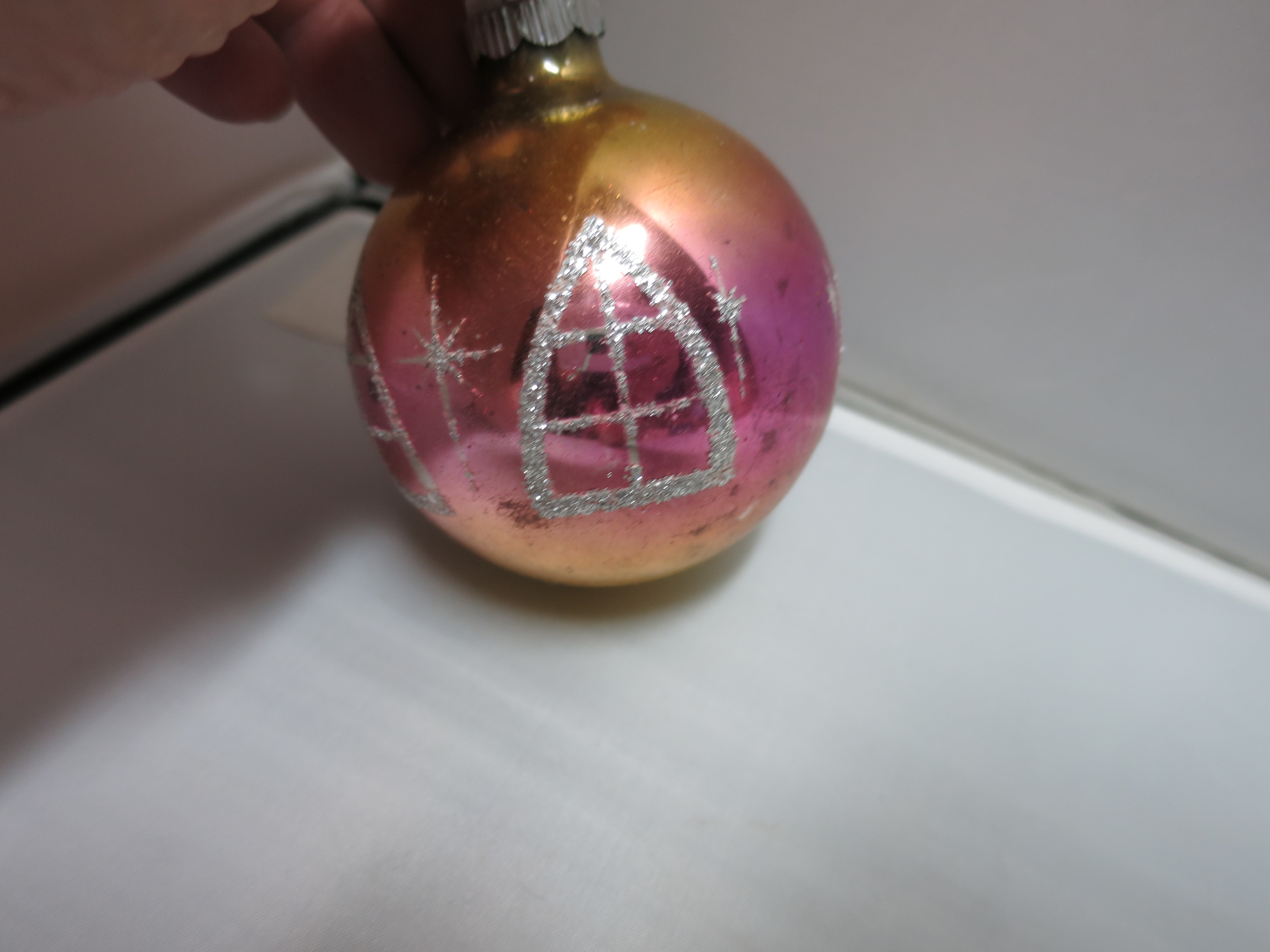 Vintage Mercury Glass Bulb Ornament Windows Stars Shiny Brite