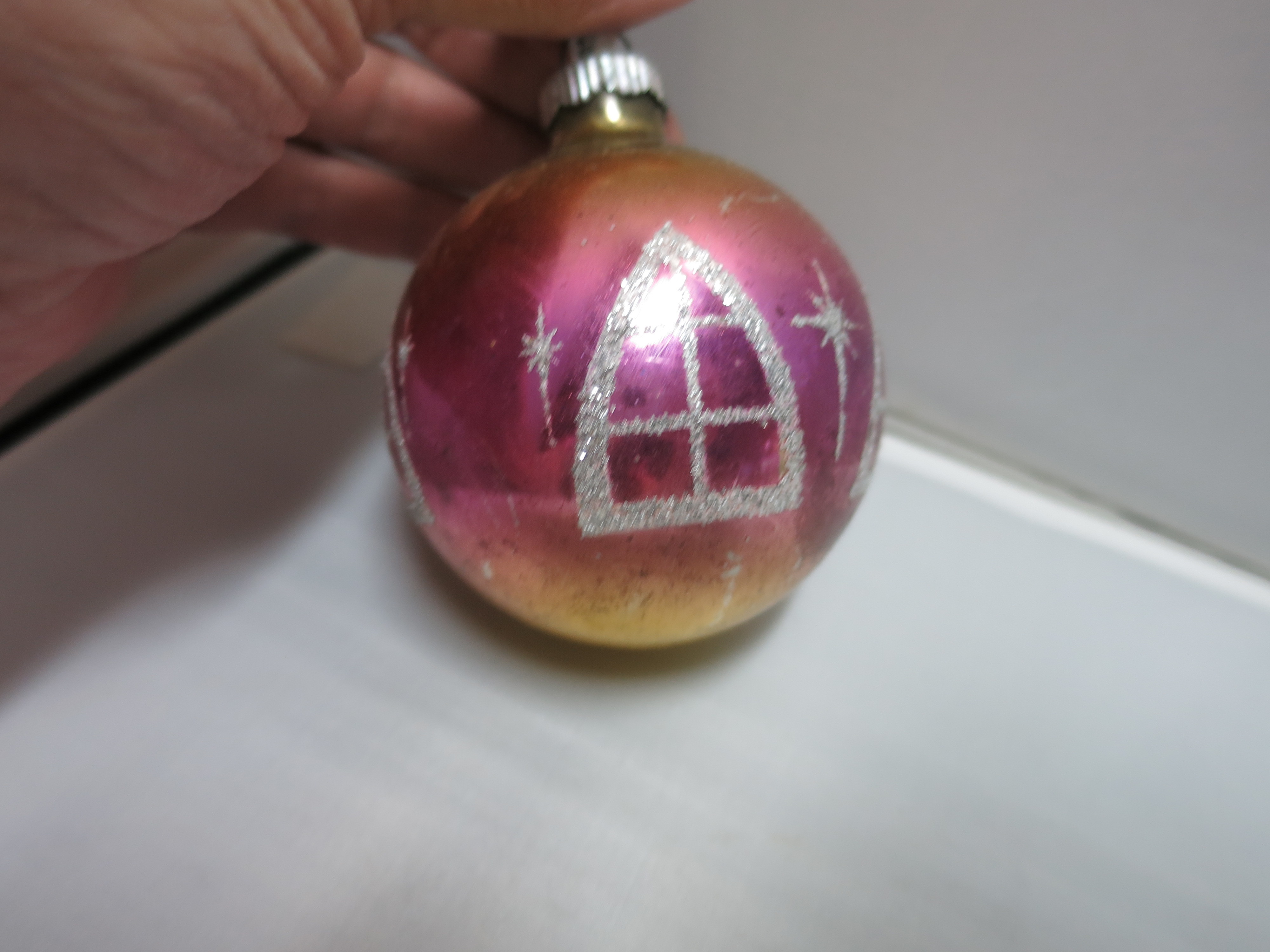 Vintage Mercury Glass Bulb Ornament Windows Stars Shiny Brite