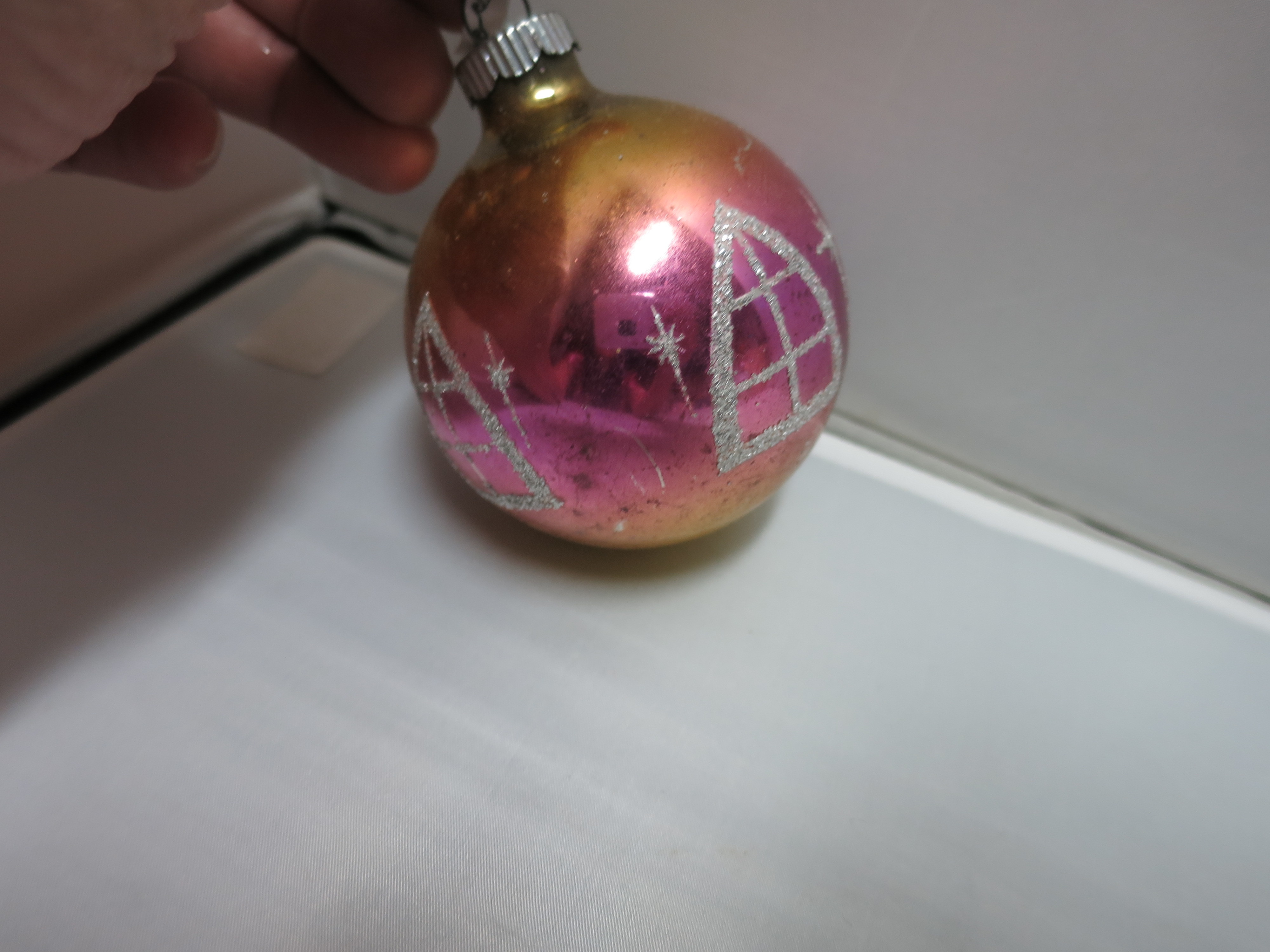 Vintage Mercury Glass Bulb Ornament Windows Stars Shiny Brite