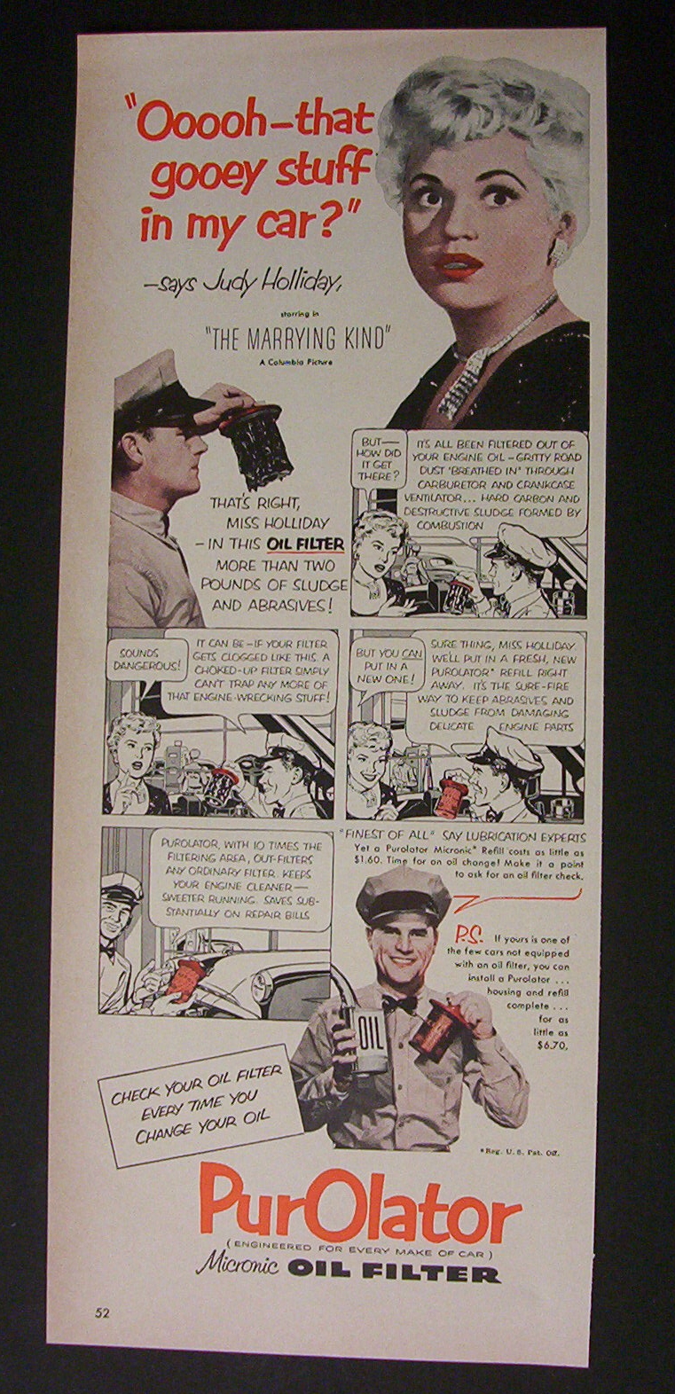 1952  Purolator  Oil  Filter  with  Judy  Holliday