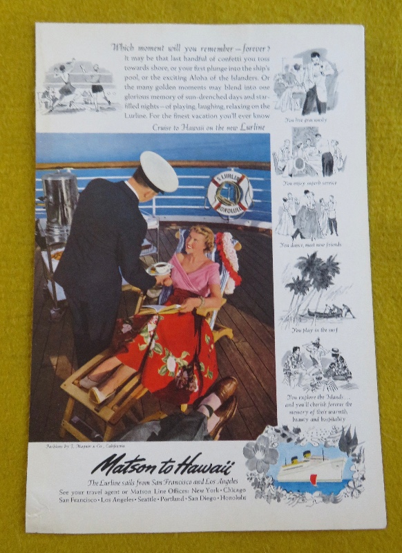 1950 Matson To Hawaii With Woman Talking To Ship's Captain
