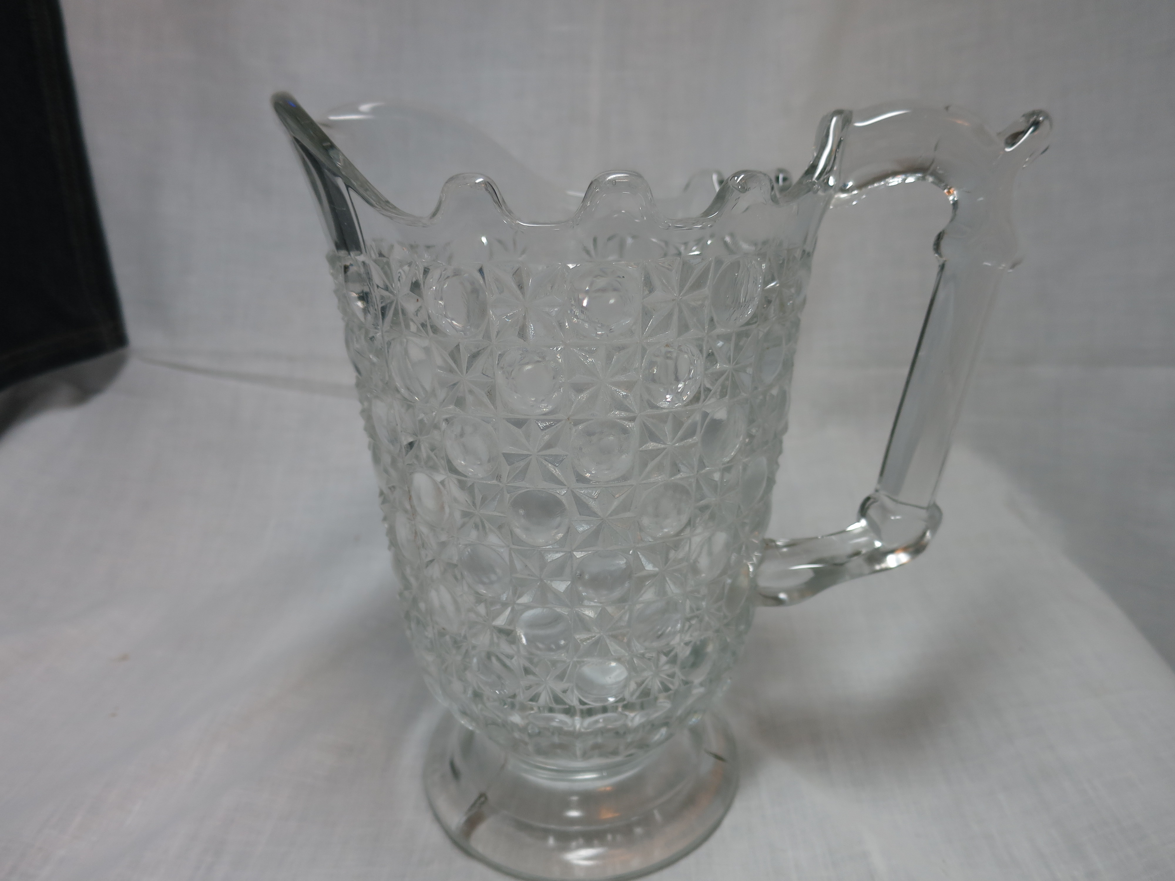 Antique Bullseye Star Pitcher Blown Pressed Cut Glass