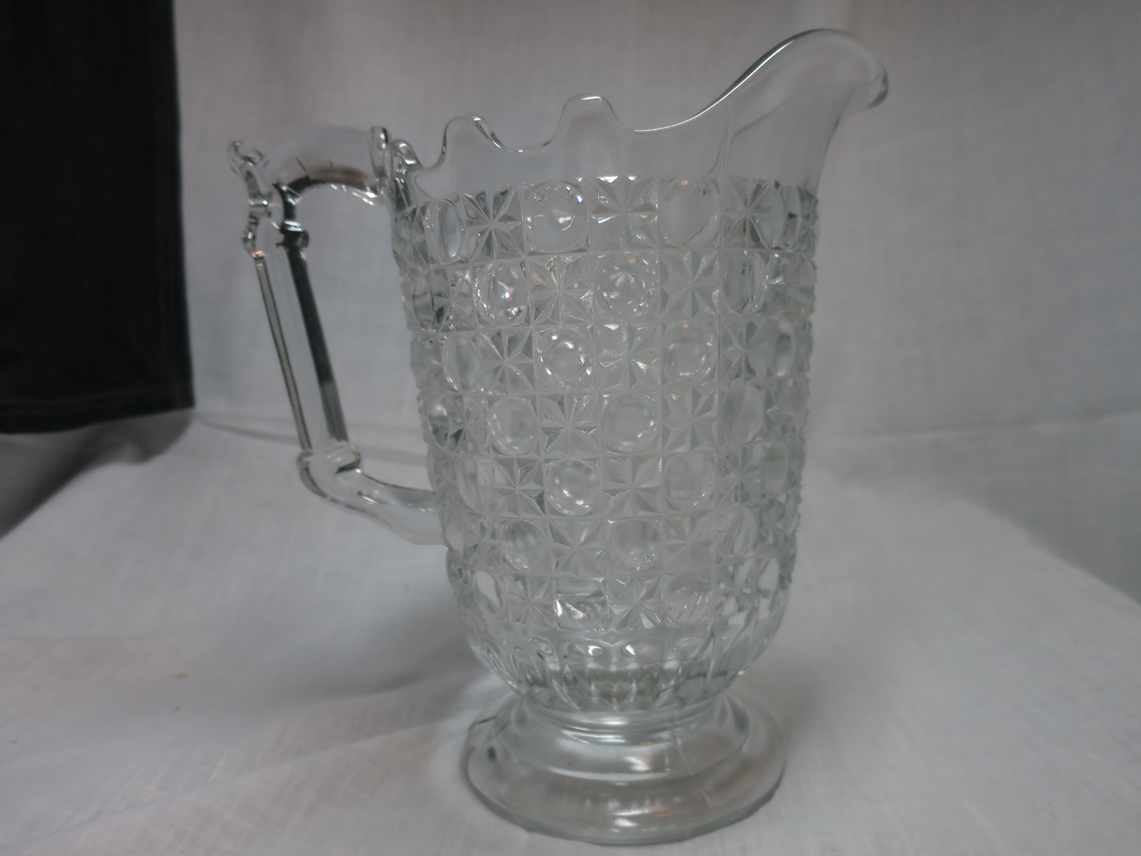 Antique Bullseye Star Pitcher Blown Pressed Cut Glass