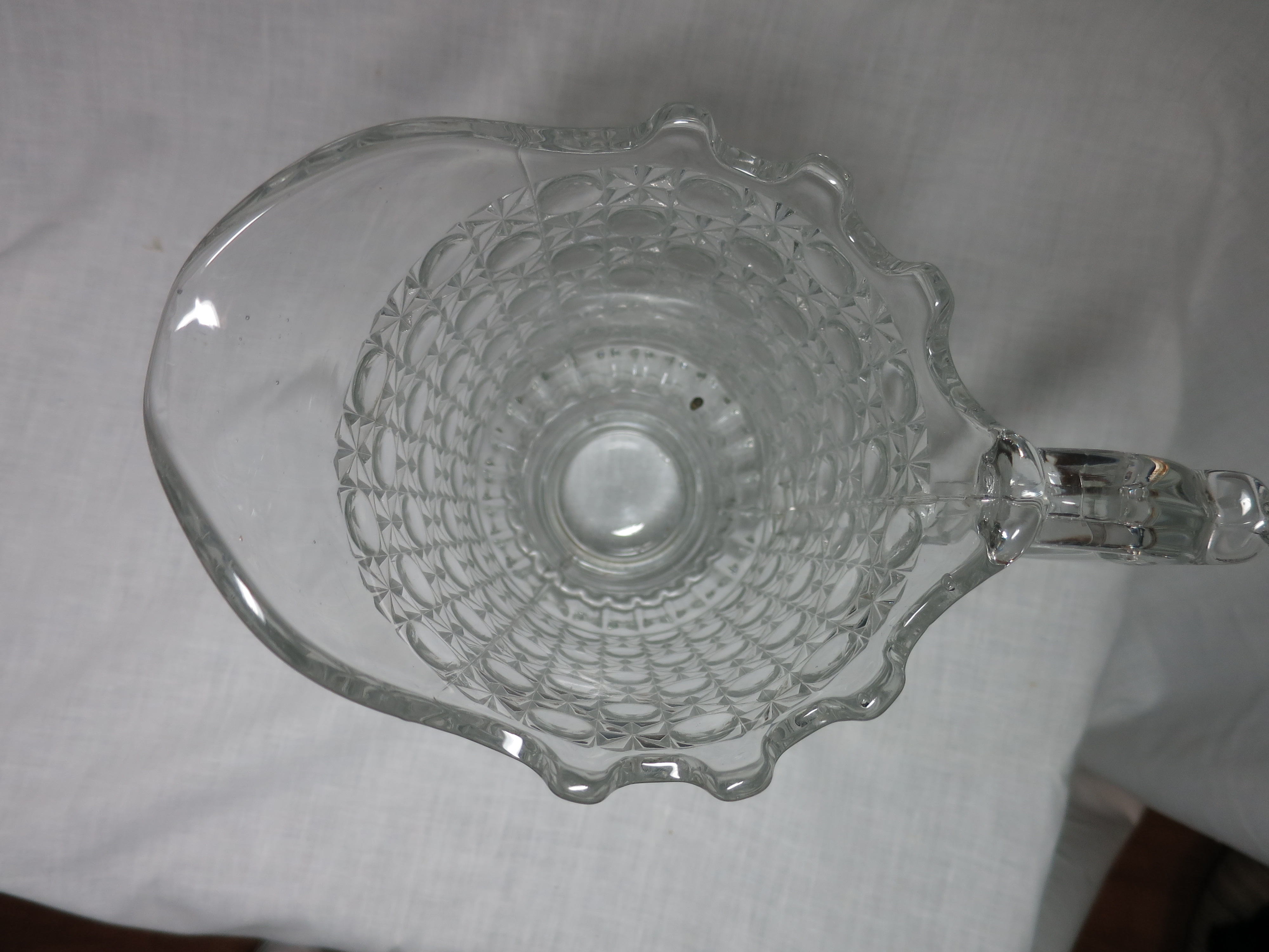 Antique Bullseye Star Pitcher Blown Pressed Cut Glass