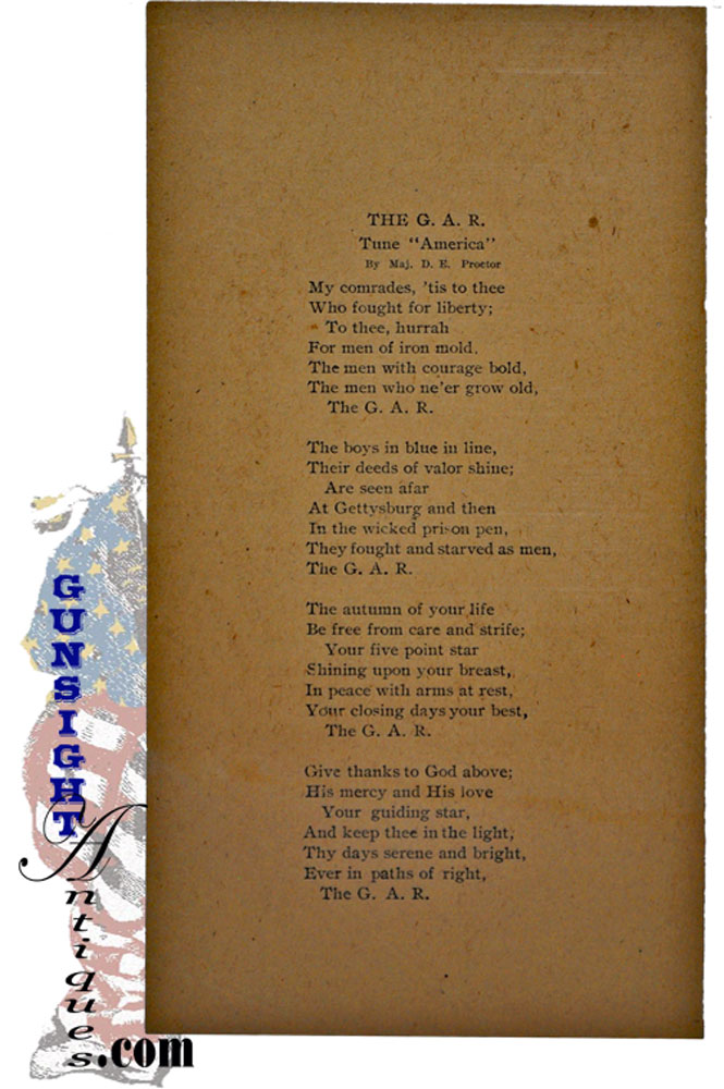 Mjr. D. E. Proctor – 13th N. H. Vols. / 30th U. S. Colored Troops - Civil War vet. G. A. R. Anthem