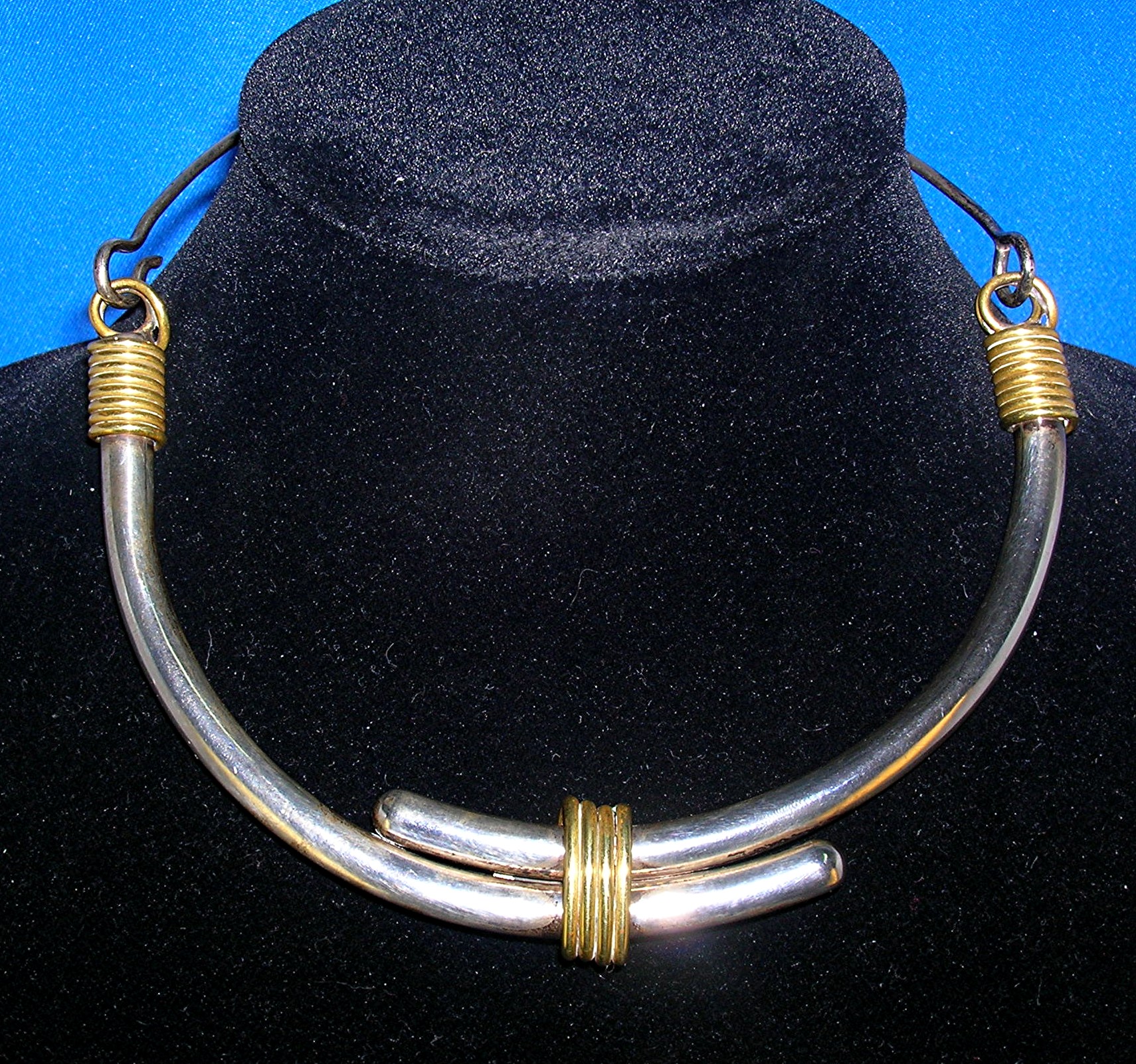 Necklace Sterling Silver  Brass Collar TE-25  Mexico