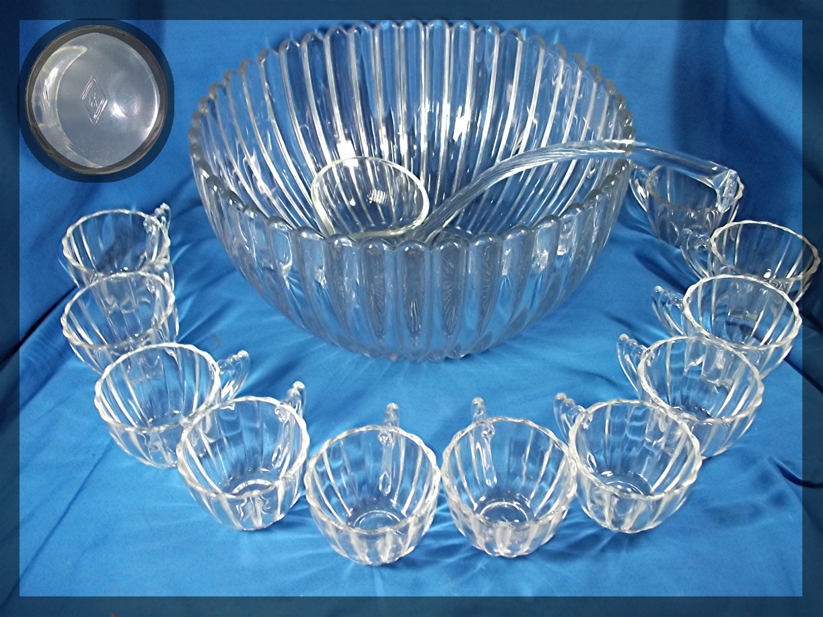 Punch Bowl 11 glasses and ladle Heisey Glass