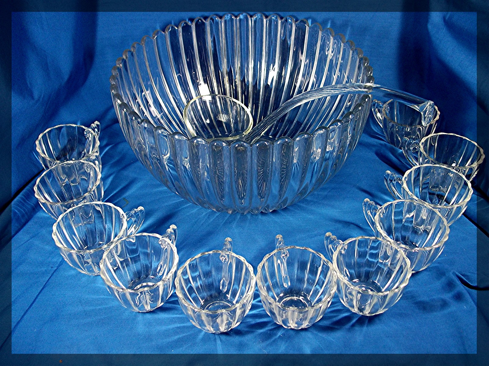 Punch Bowl 11 glasses and ladle Heisey Glass