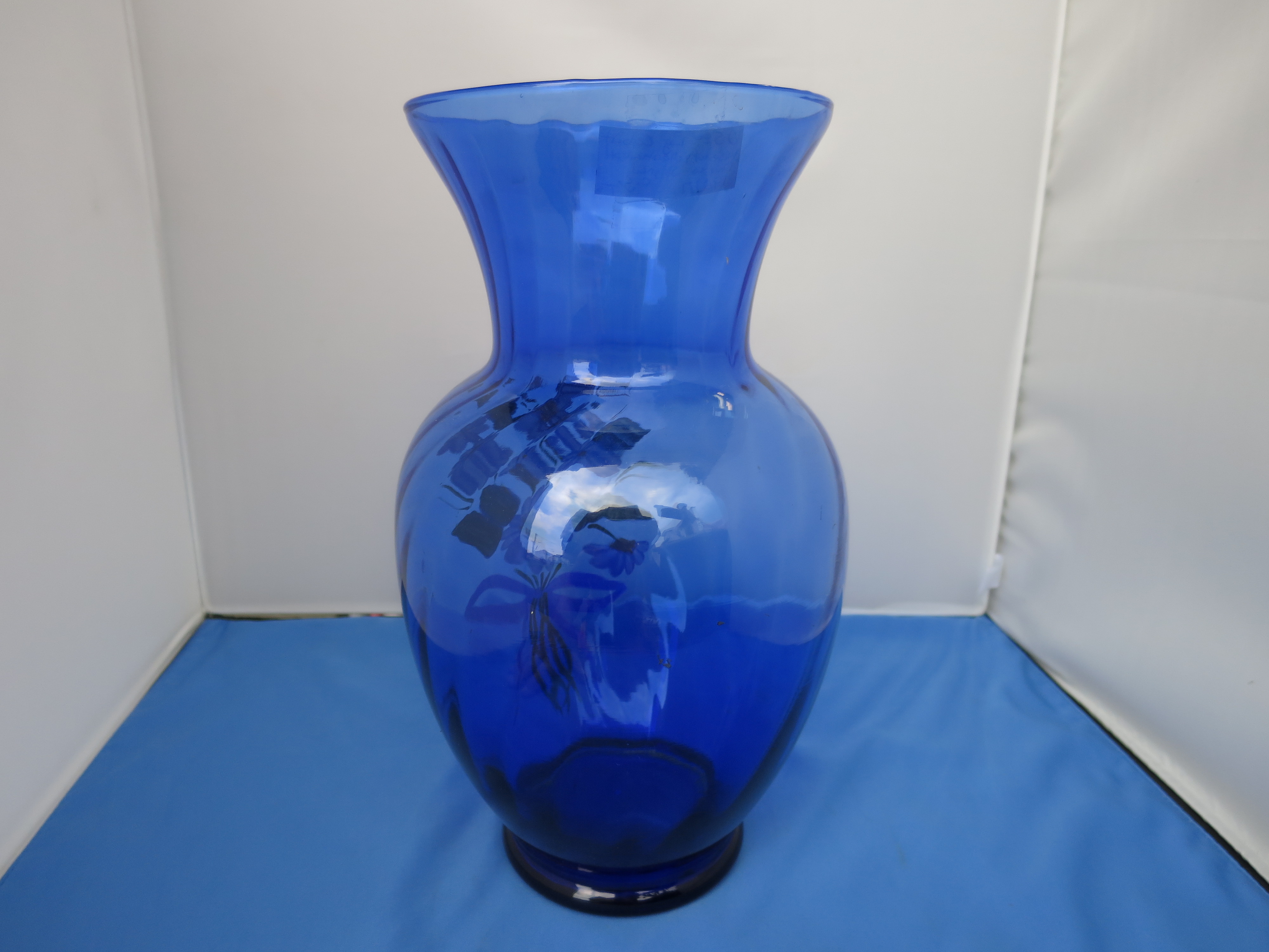 Cobalt Blue Vase Hand Painted Daisy Signed
