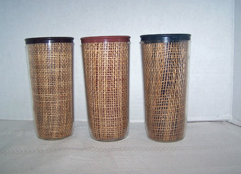 THERMAL WARE STRAW WEAVE 3 TALL TUMBLERS
