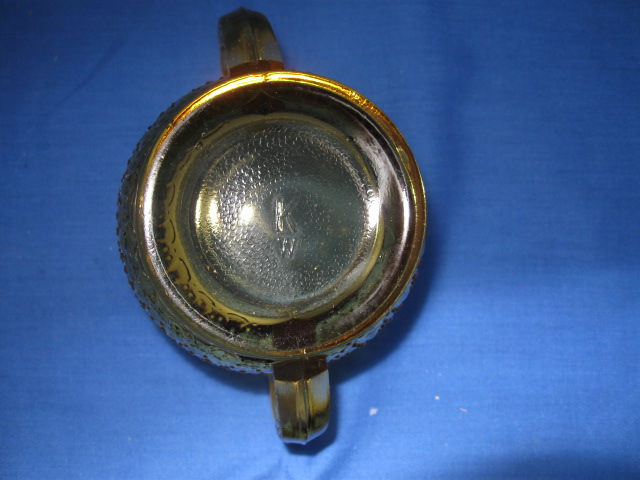 Amber Depression Open Sugar and Creamer marked K W