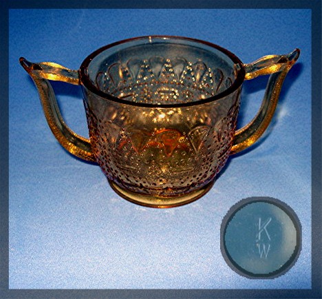 Amber Depression Open Sugar and Creamer marked K W